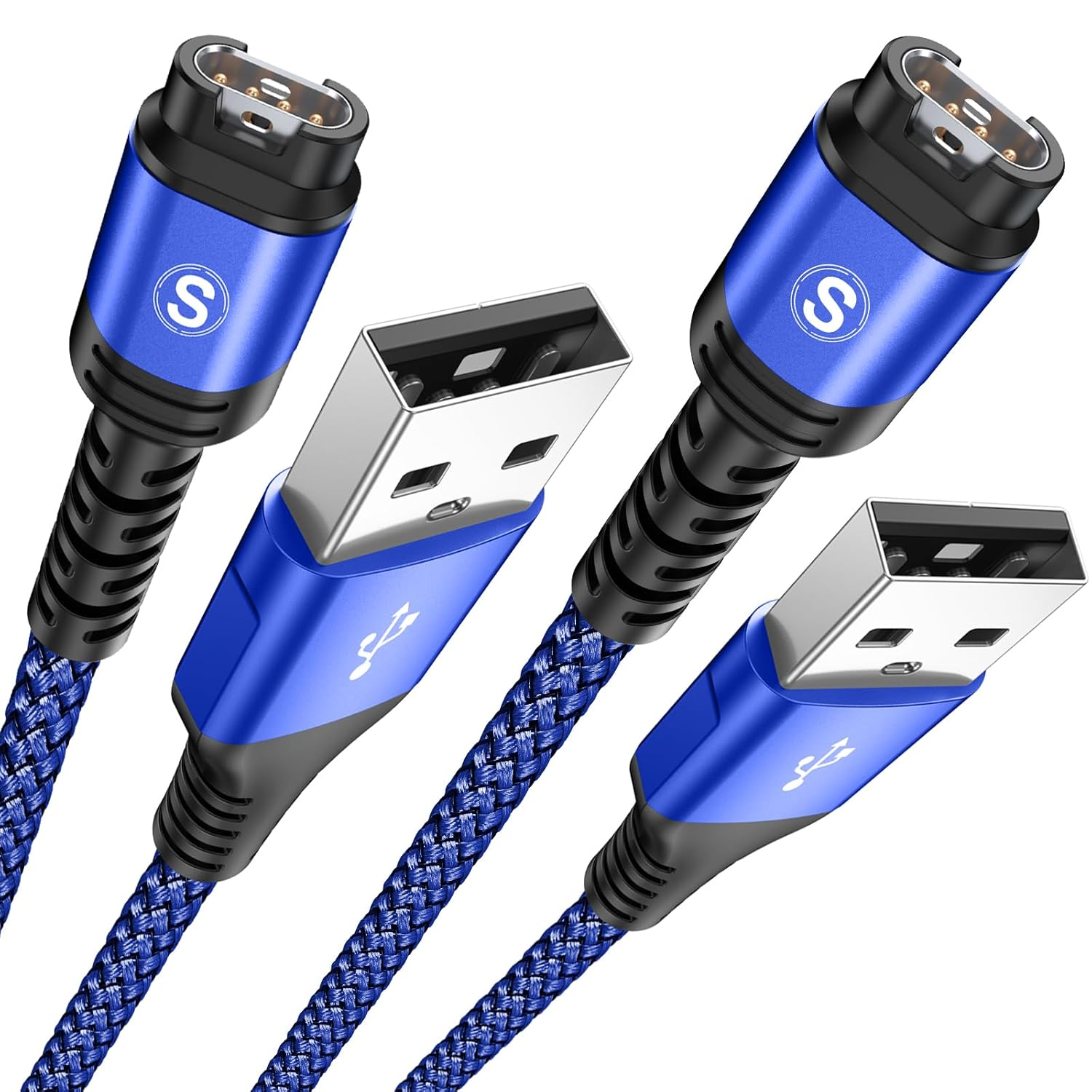 Garmin Watch Charger Cable [2-Pack,1.2M] Compatible with Garmin Fenix 5 5S 5X 6 6S 6X plus Pro 7 7S 7X 8, Forerunner 945 45 45S 245 Music,Approach S10 S40 S60 G12 S12 S42,V&iacute;voactive 3 4 4S-Black