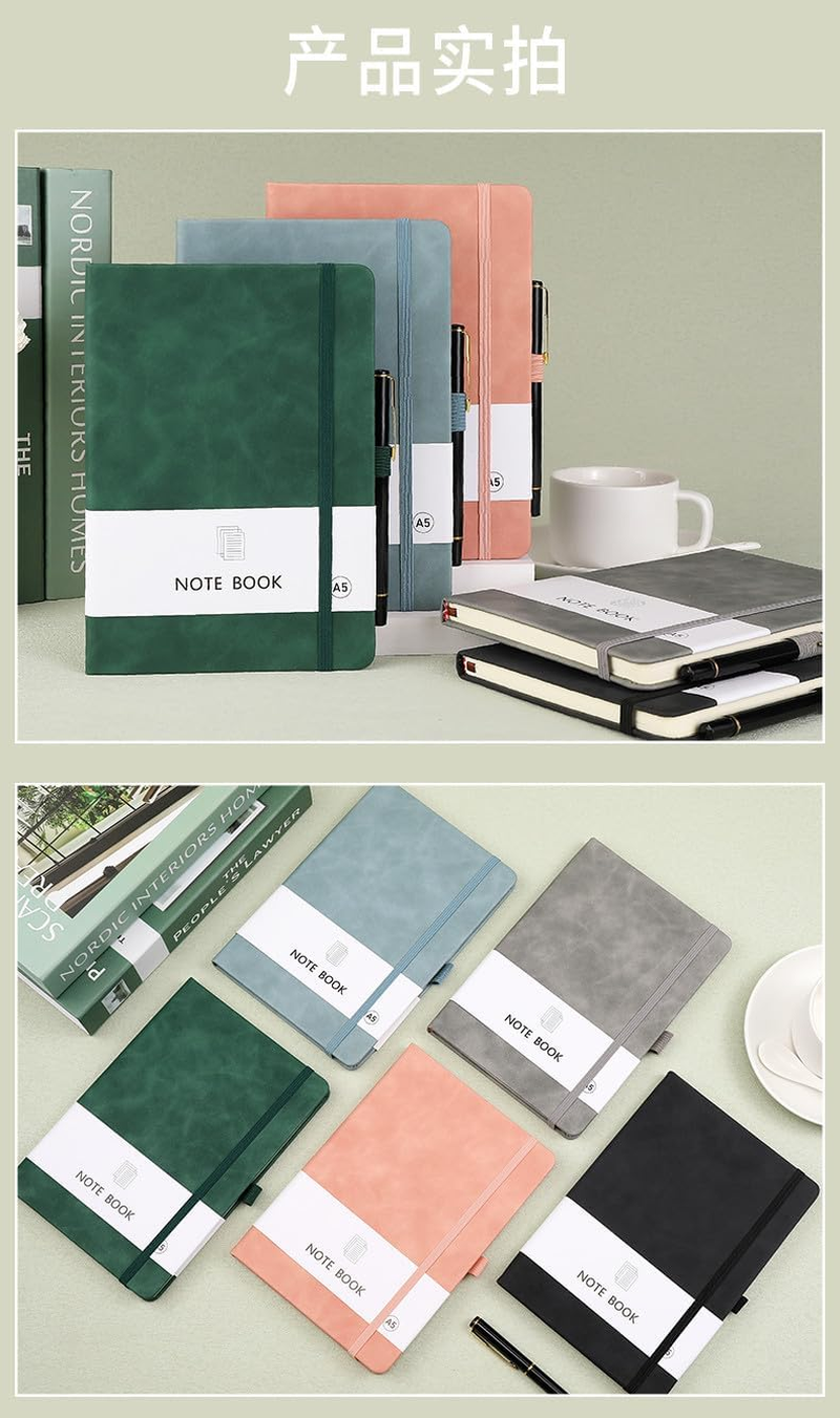 2 Pack Notebook-A6/A5 Lined Journal Notebook,100 Pages 80 GSM Journal Notebook Hardback Notepad with Bookmark, Pen Loop,Premium Leather Hardcover Notebook for Writing Study Office Travel Recording (Pink)