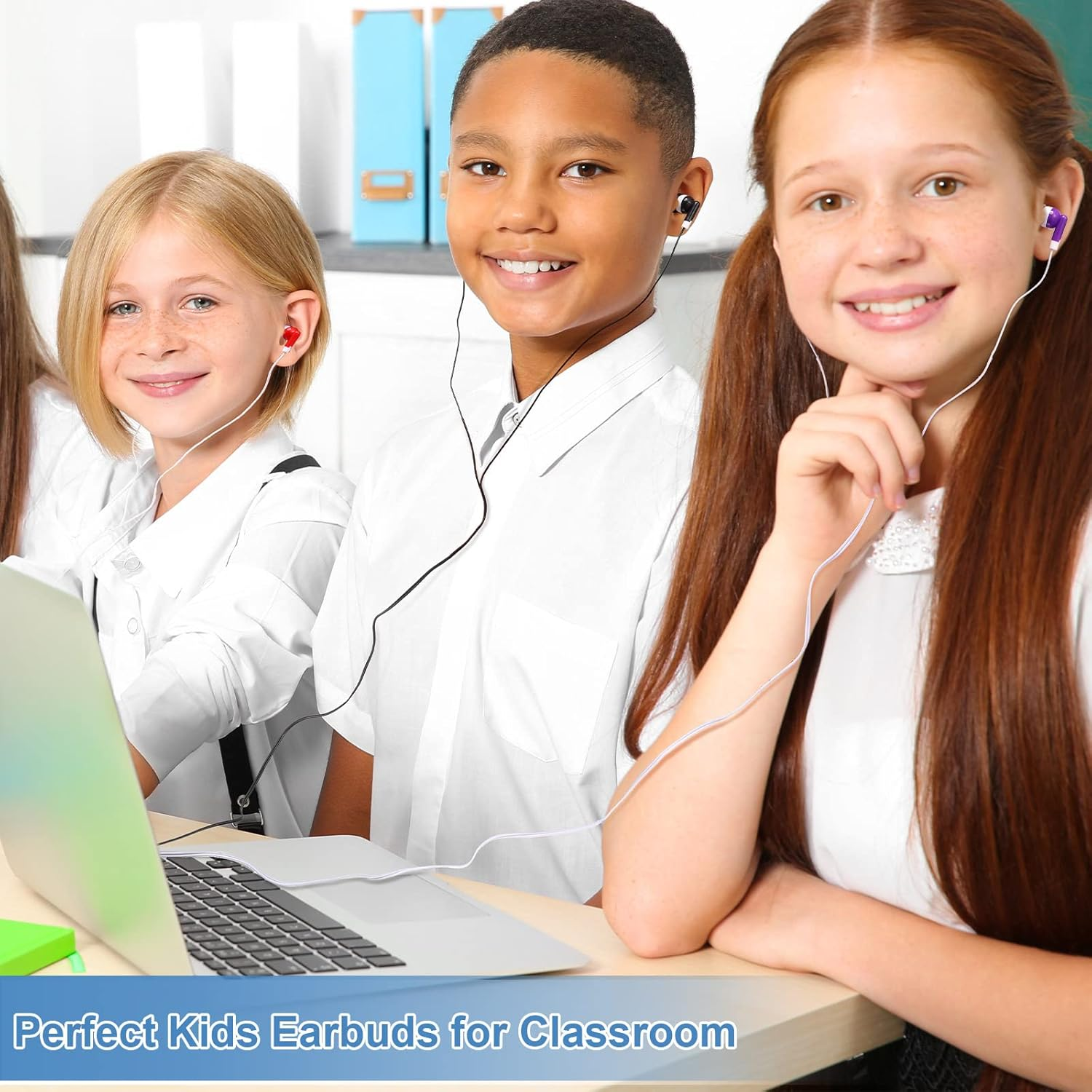 160 Packs Colorful Wired Earbuds, Colored Student Earphones with Individual Bag Disposable Headphones for Kids Children Students Classroom School Library Laptop, 8 Colors - Colorful image number 3