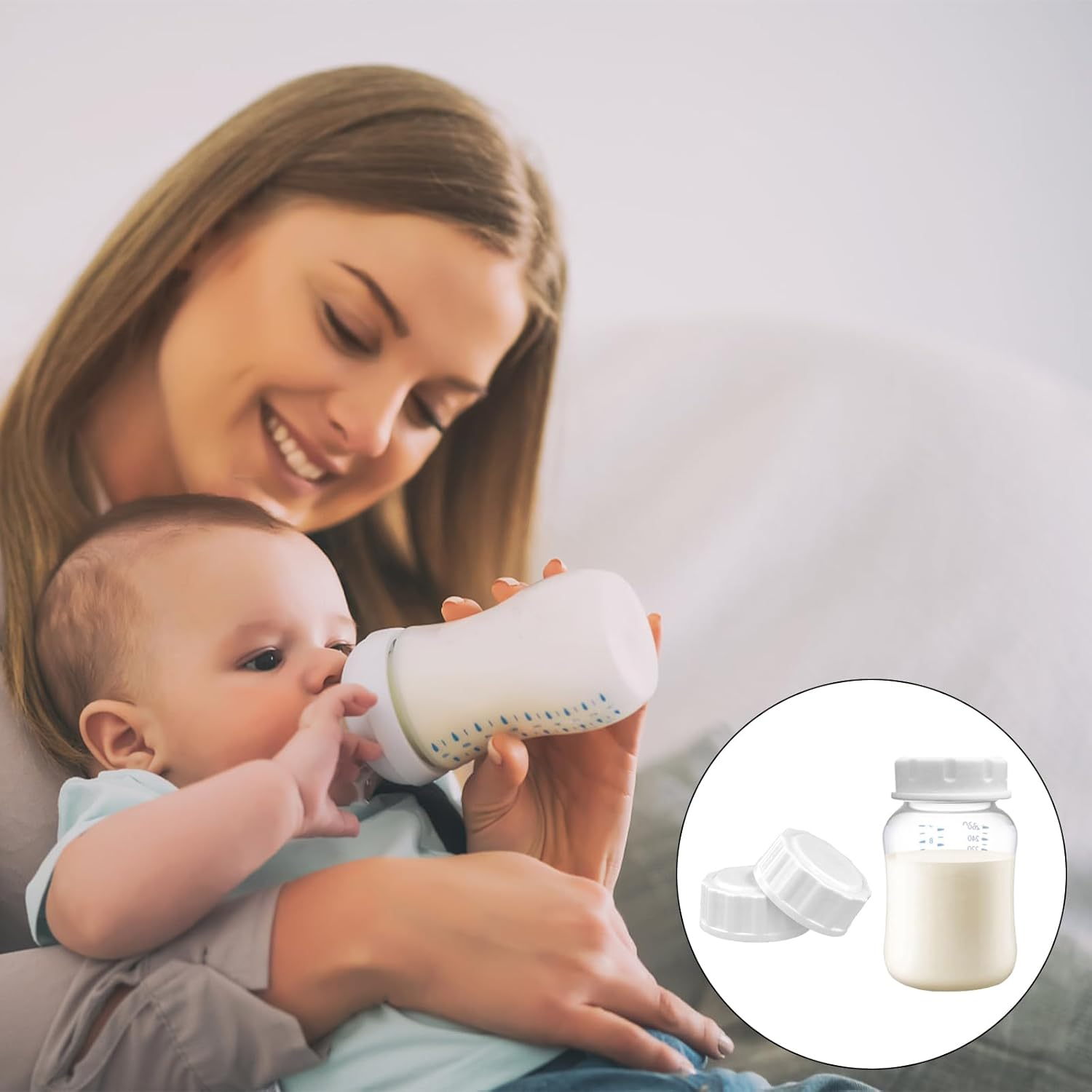 6Pcs Travel Bottle Caps, Baby Bottle Caps Bottle Lids Replacement Baby Bottle Lids Compatible with Wide-Mouth Bottles image number 6