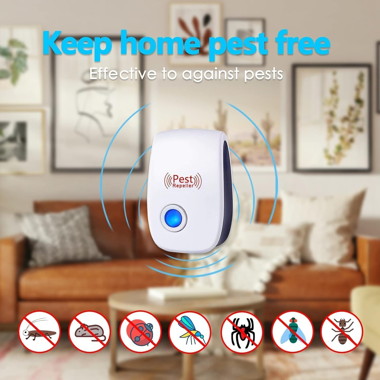 6 Packs Ultrasonic Pest Control Repeller, Electronic Pest Repellent Plug in Indoor Control Insect against Mosquito Cockroach Mice Spiders Flies for House Kitchen Garage Warehouse image number 2