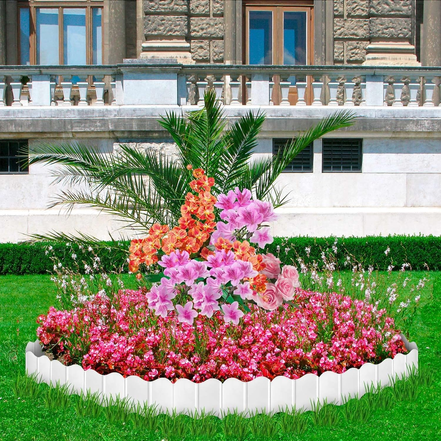 20Pcs Garden Edging Border, Garden Fence Lawn Edgings Decorative, White Flexible Garden Landscape Edging Borders for Outdoor Lawn Garden Flower Bed Yard,Lawn Edging image number 3