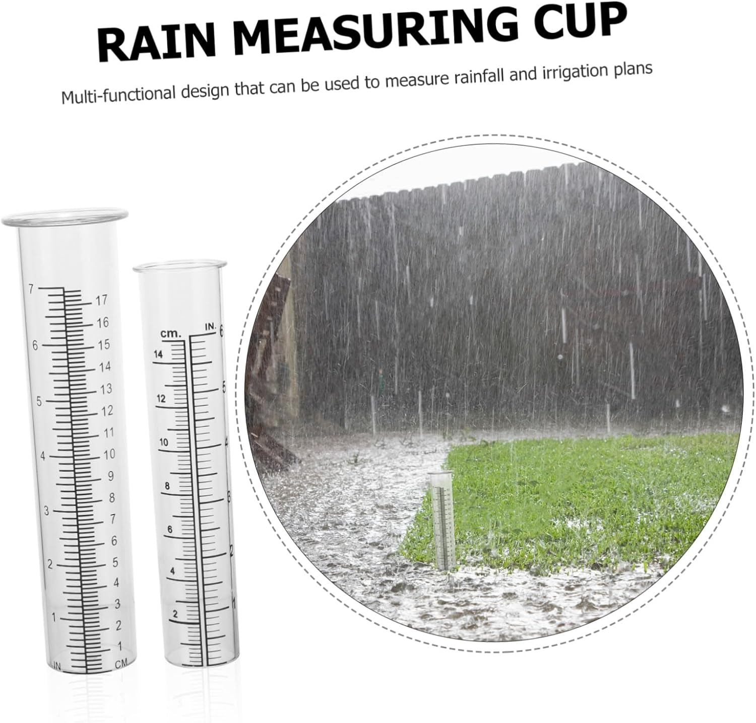 Generic 2Pcs Plastic Rain Measuring Cup Garden Outdoor Reusable Rain Gauge Tool Scale for Weather Station for Home image number 3
