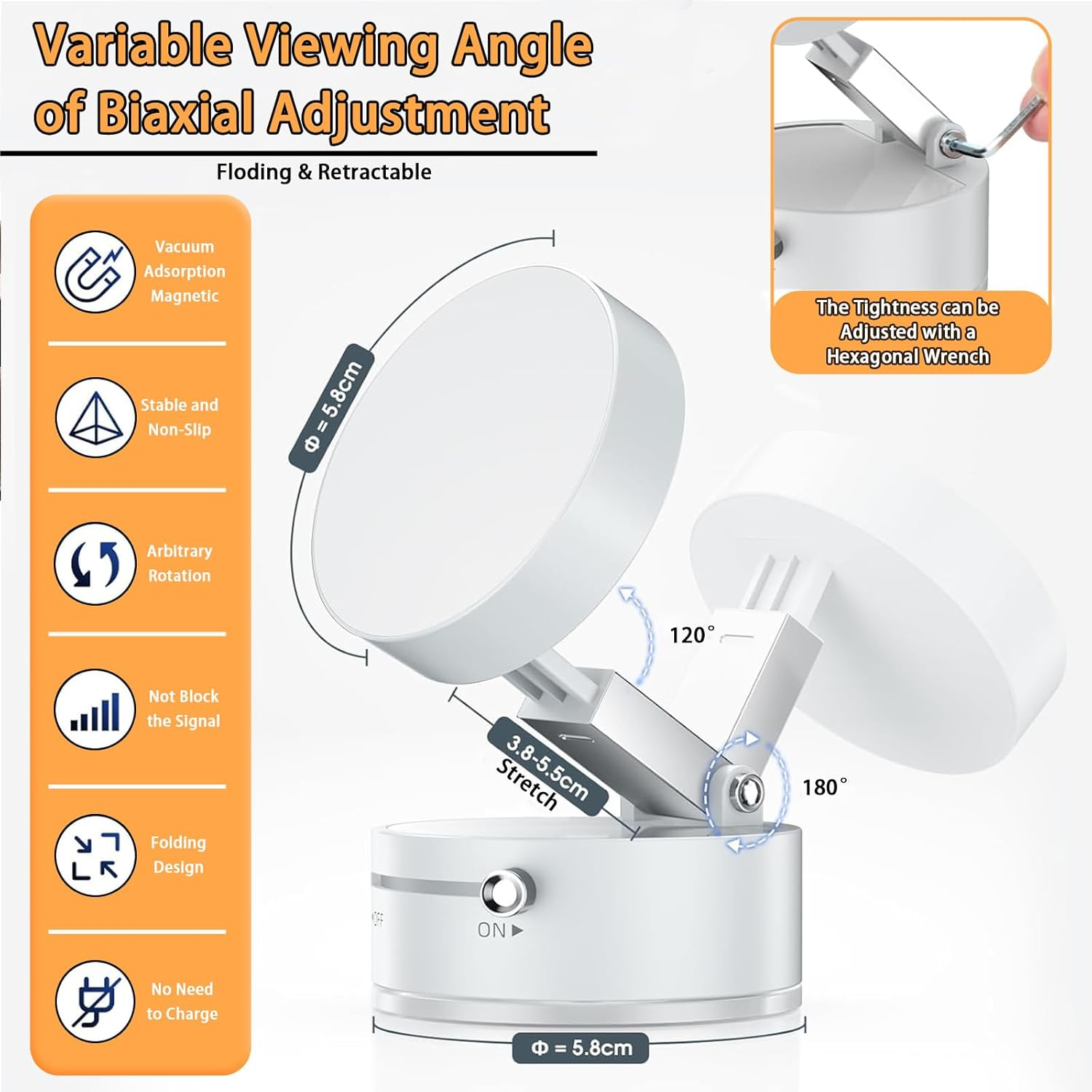 Foldable Magnetic Vacuum Phone Holder, 360&deg; Rotatable Suction and Retractable Cup Phone Mount for I-Phone 16/15/14/13/12 All Phones, Pink - Pink image number 2