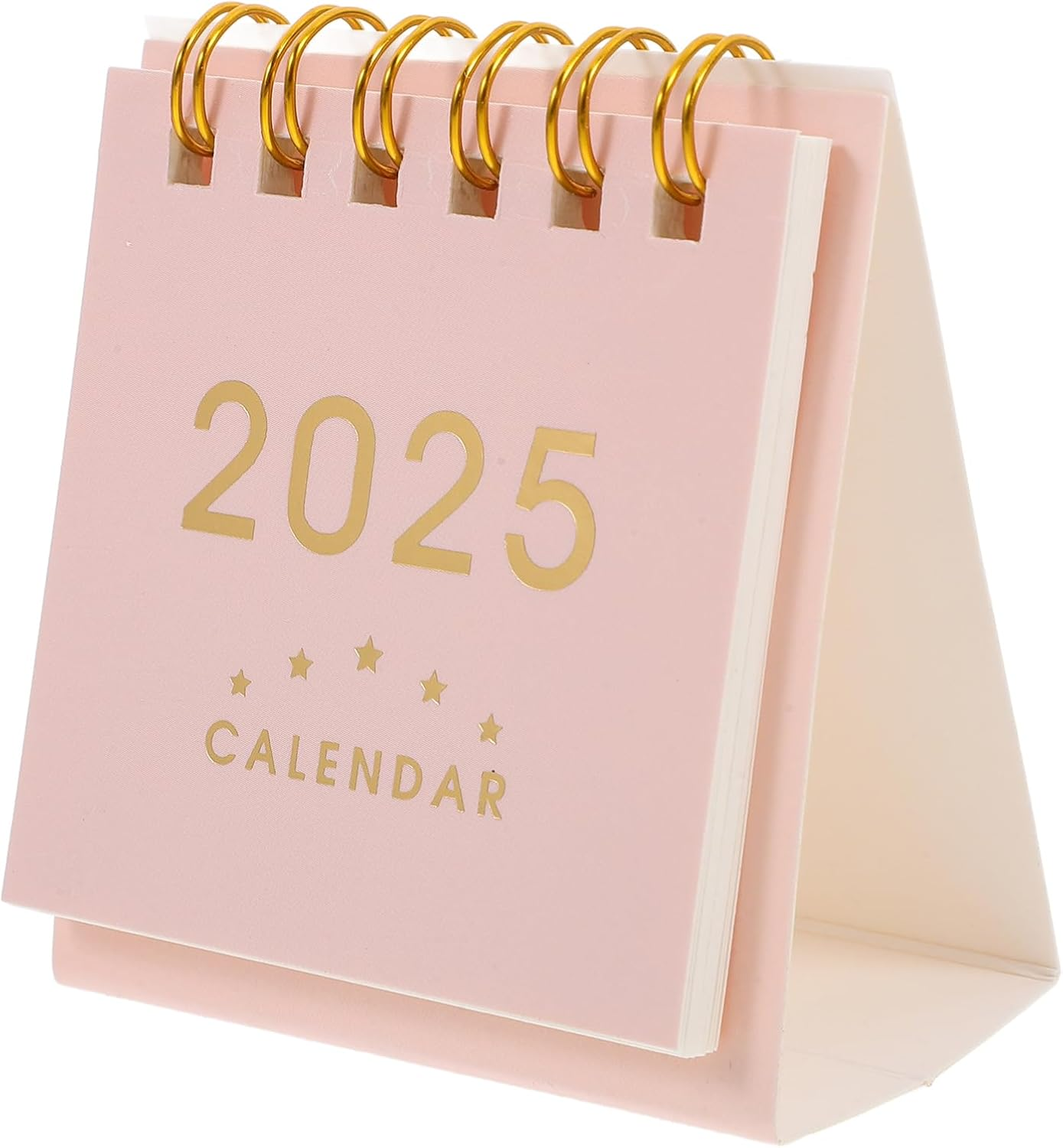 SHINEOFI Mini Desk Calendar 2025, Small Desktop Calendar Mini Daily Schedule Paper Flip Calendar Twin-Wire Binding for Home Office School Pink