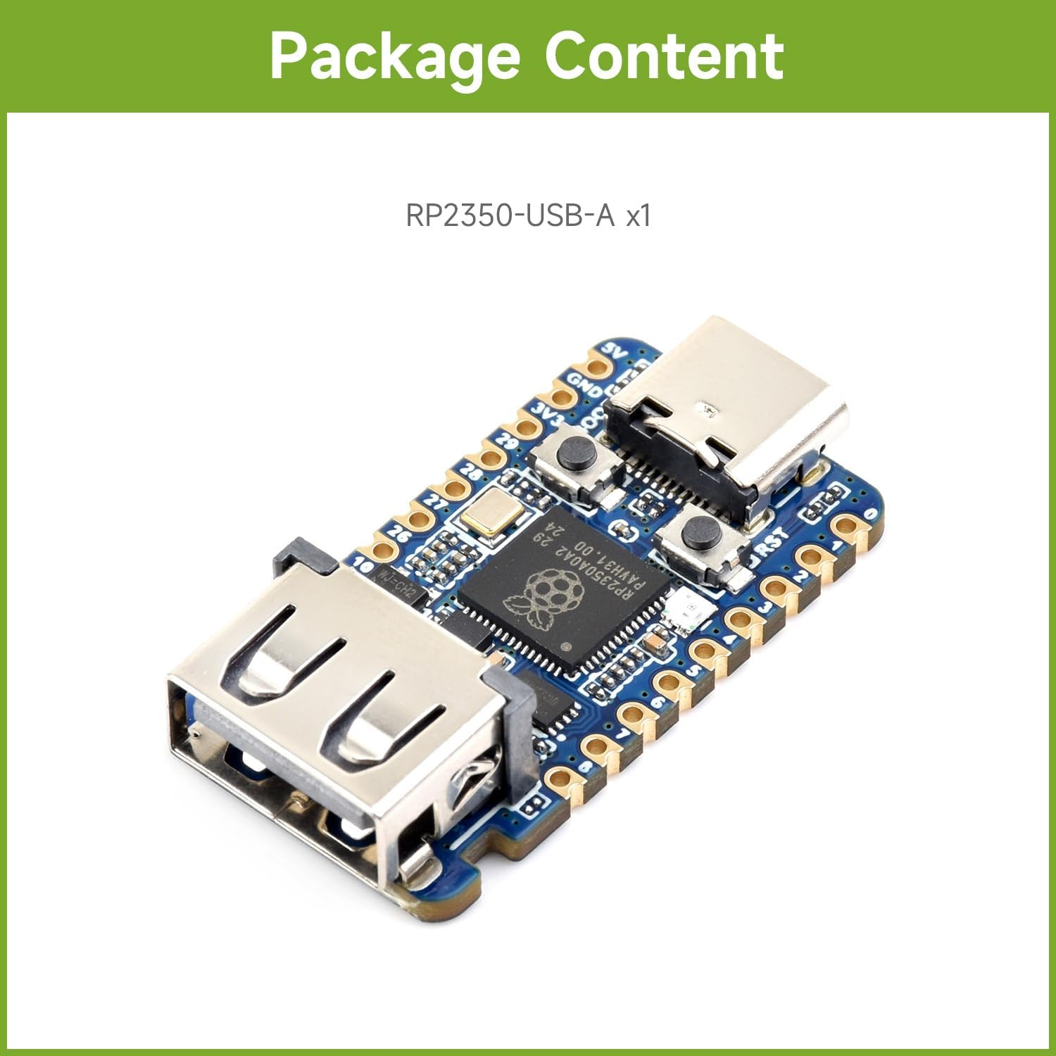 Waveshare RP2350A USB Mini Development Board, Based on Raspberry Pi RP2350A Dual-Core & Dual-Architecture Microcontroller, 150Mhz Operating Frequency image number 5