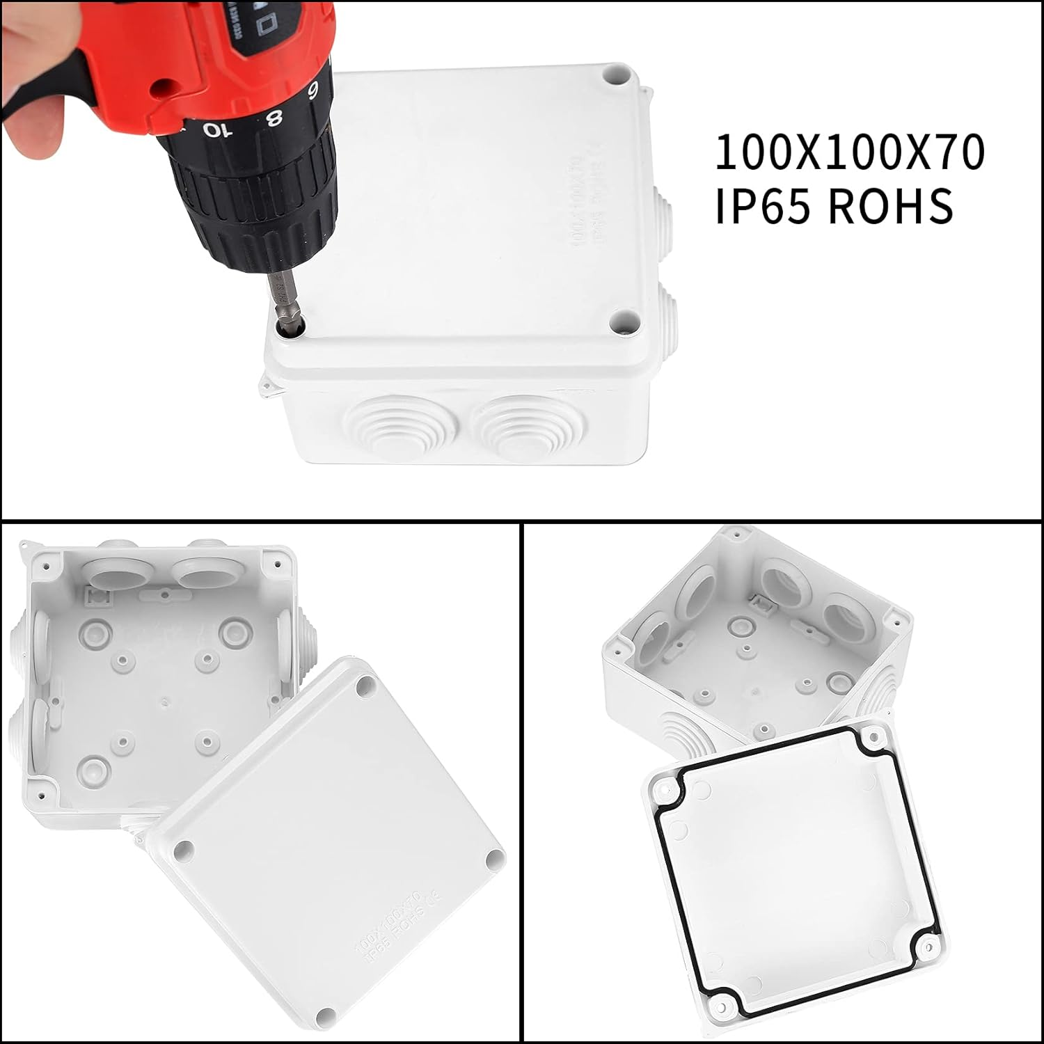 4 Pcs Junction Boxes IP65/IP55 Waterproof, White ABS Plastic Dustproof Electrical Project Enclosure Boxes, Universal Outdoor Electrical Boxes Cable Connectors for Electronics Cables, 2 Sizes image number 2