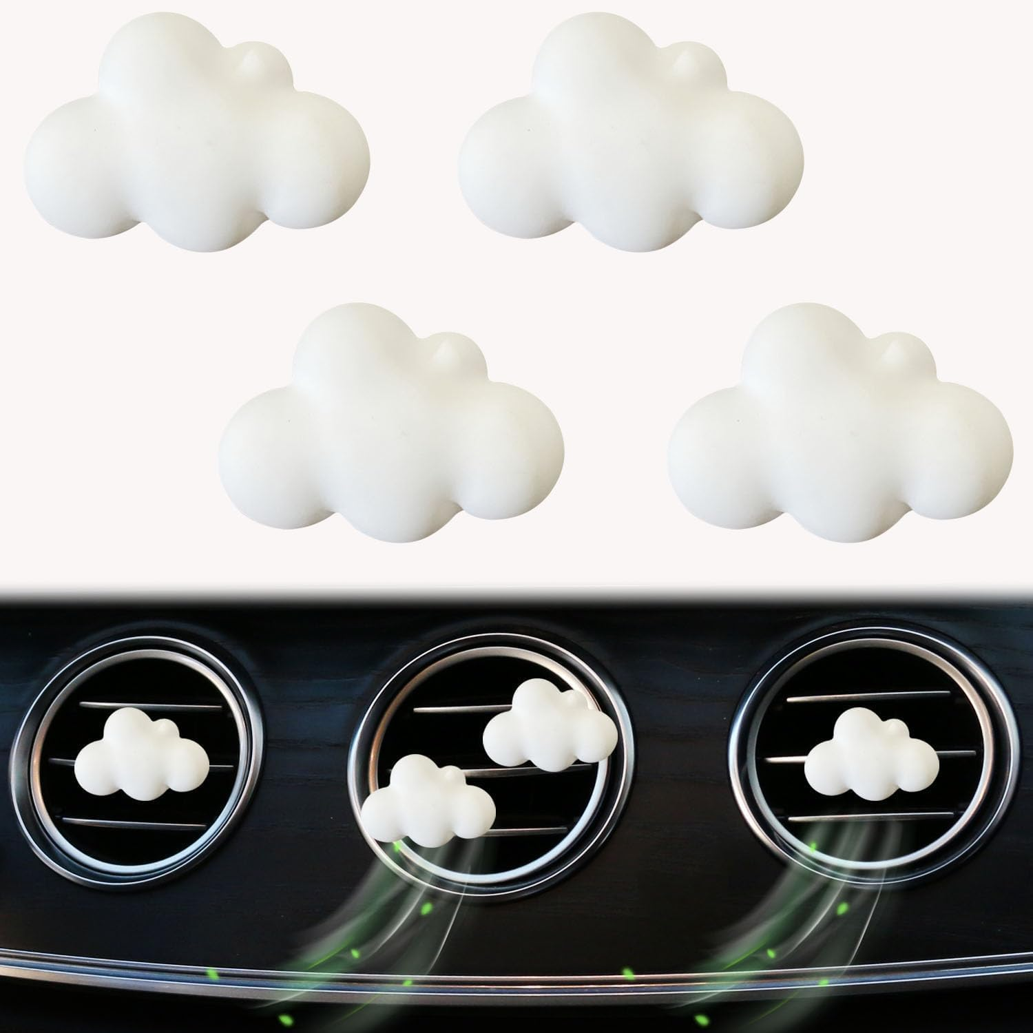 4 Pcs Cloud Air Vent Clips, Cute Cloud Car Unscented Air Fresheners Vents Clips Funny Car Diffuser Vent Clips Car Interior Decor Charm Cute Car Accessories Car Decoration