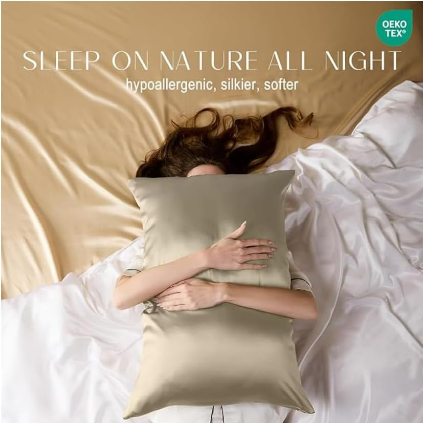 ZIMASILK 100% Mulberry Silk Pillowcase for Hair & Skin, 19 Momme Both Sides Pure Silk, 600 Thread Count, Hidden Zipper, 1Pc (Queen 20"X30", Taupe) image number 5