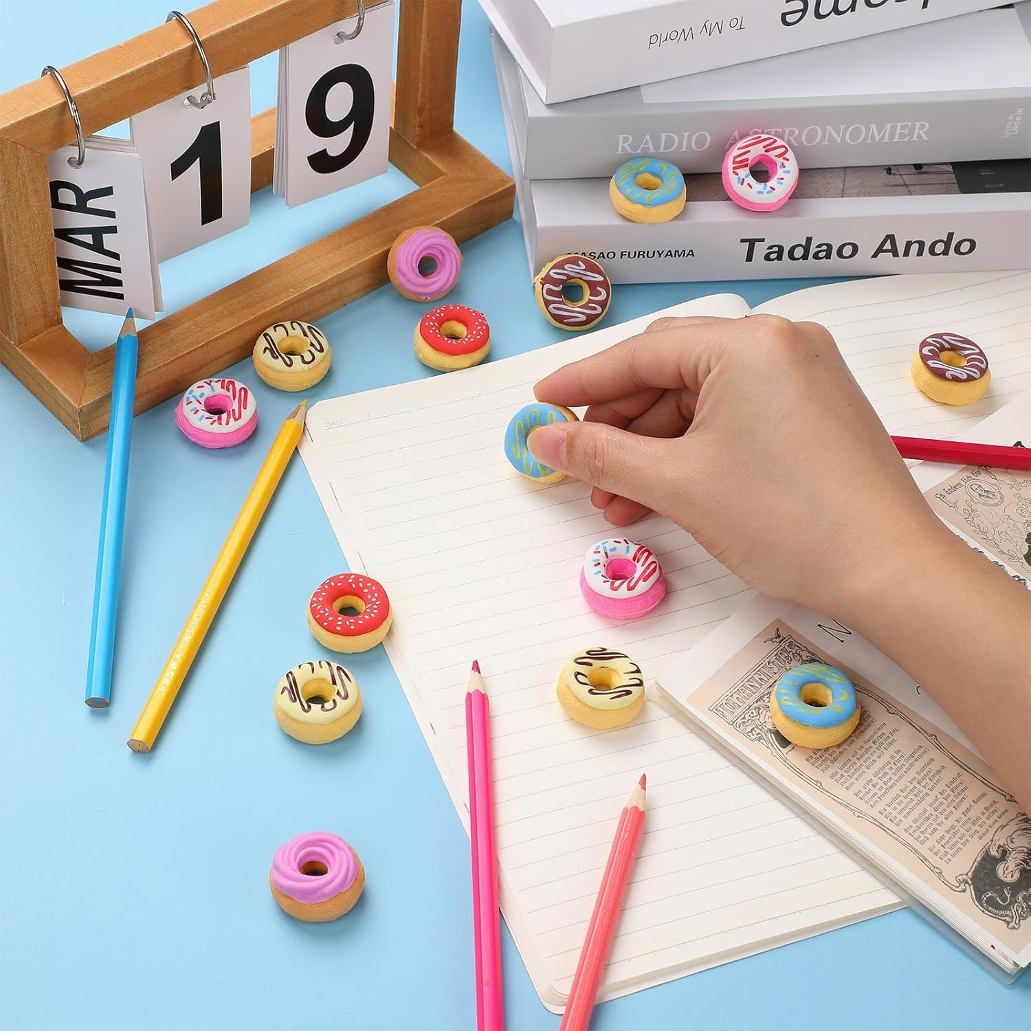 50 Pcs Donut Erasers for Kids, 3D Adorable Food Mini Erasers, Innovative Pencil Erasers for Party Favors, Children&rsquo;S Presents & Art Supplies image number 6