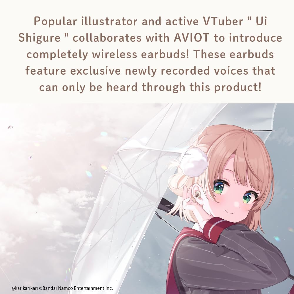 AVIOT Vtuber Ui Shigure Wireless Earbuds Te-D01V-Sgr, Officially Licensed (Exclusive Edition) Special Package, Design, Japanese Special Voice, Noise Canceling Earbuds image number 1