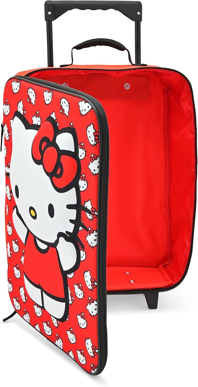 Fast Forward Hello Kitty 16" Soft Luggage - Cute & Durable Carry-On Suitcase for Travel, Kids Suitcase, 16" Soft Luggage, Pink, White, Hello Kitty Print, Easy-Glide Wheels, Retractable Handle image number 1