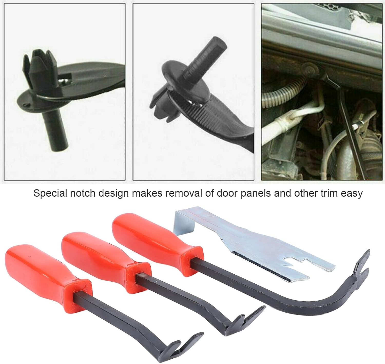 Car Door Panel Remover Set, Metal Auto Trim Rivet Pry Disassembly Repairing Tool with Window Handle Clip Remover, 4 Pcs Trim Removal Tools image number 1