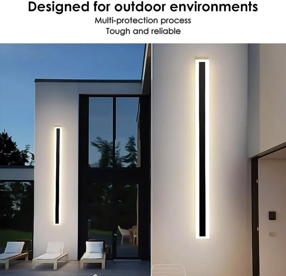 Leona Co Wall Lights Long Strip Porch Lamp Outdoor Garden Yard Waterproof Modern outside Lights Metal Exterior Light Porch Light with Remote (60Cm) image number 5