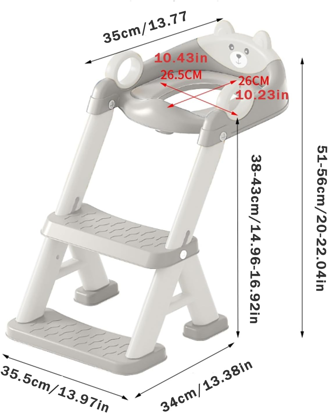 Pandaear Toilet Potty Training Seat with Step Stool Ladder, Comfortable Safe Potty Seat with Anti-Slip Pads Ladder & Bear Design for Kids Boys Toddlers -Grey image number 1