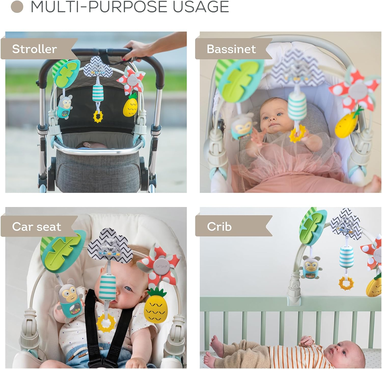 Taf Toys &lsquo;Tropical Orchestra Arch&rsquo; | Ideal for Infant & Toddlers, Fits Stroller & Pram, Activity Arch with Fascinating Toys, Stimulates Baby&rsquo;S Senses and Motor Skills Development, Easier Outdoors image number 4