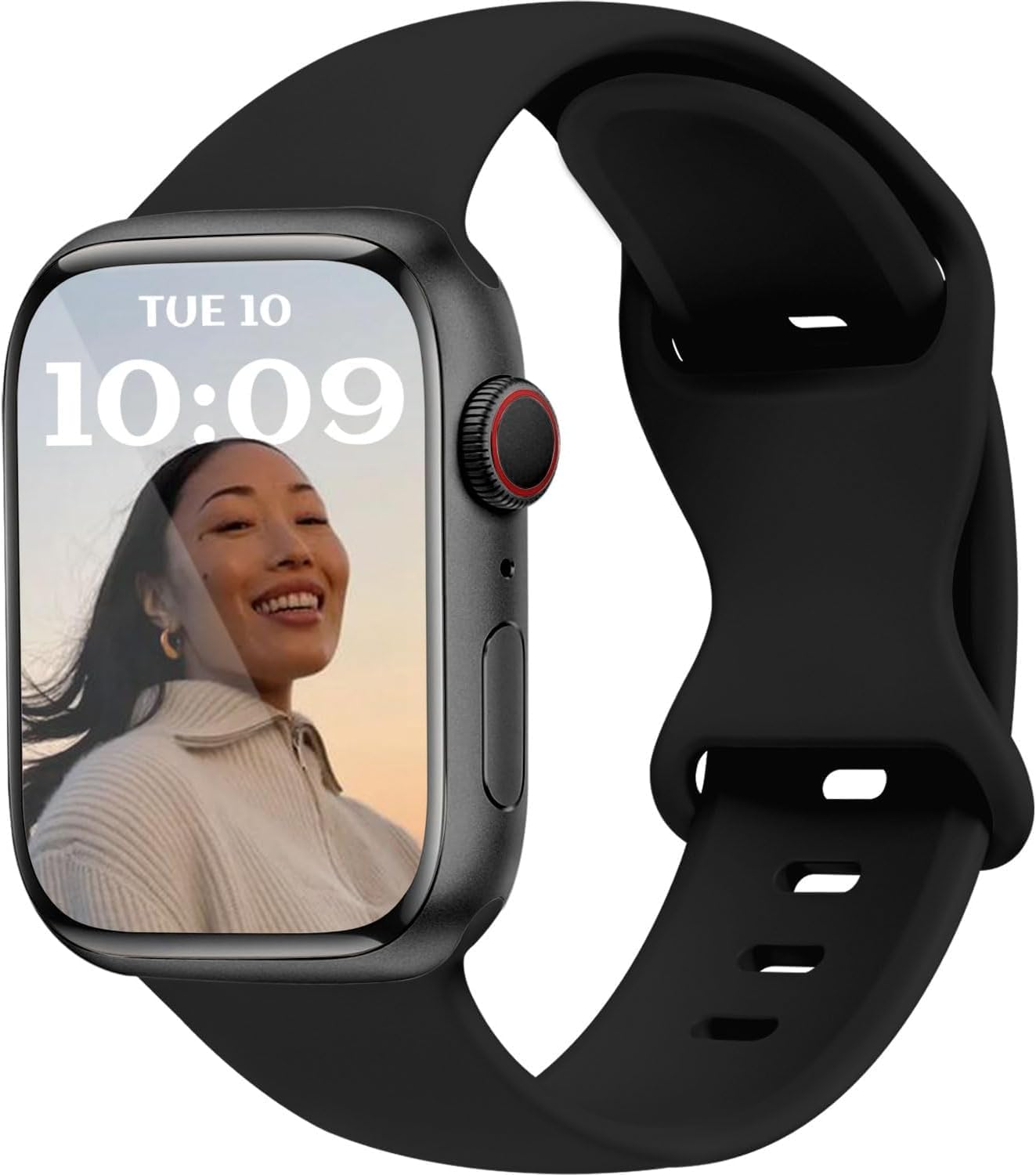 Sport Bands Compatible with Apple Watch Series 10, Ultra 1/2, SE, 9 8 7 6 5 4 3 2 1, Iwatch for Apple Watch Band for Women Men 38Mm 40Mm 41Mm 42Mm 44Mm 45Mm 46Mm 49Mm Soft Silicone Strap,Black