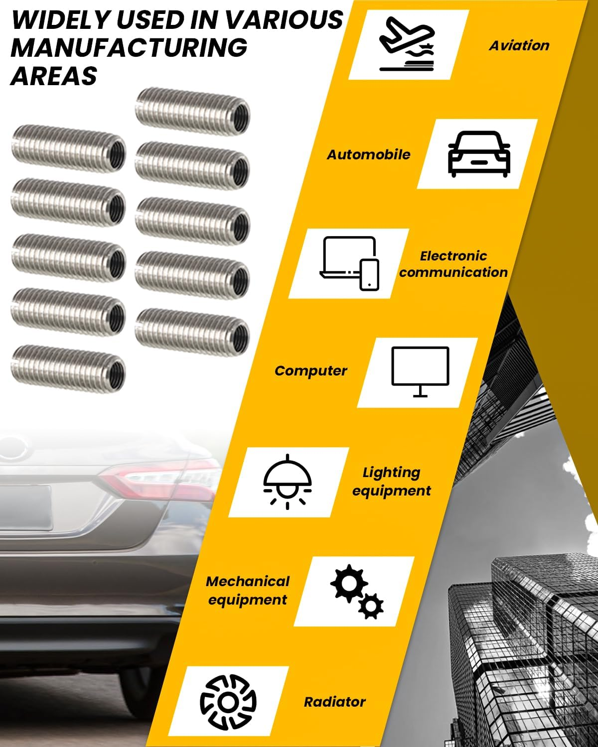 Foruly 10PCS Head Bolt Thread Inserts Kit M11 X 1.5 for Toyota Camry 2002-2013, Solara 2002 2003 2004 2005, RAV4 2004 2005, Highlander 2001-2013 2AZFE Stainless Steel image number 2