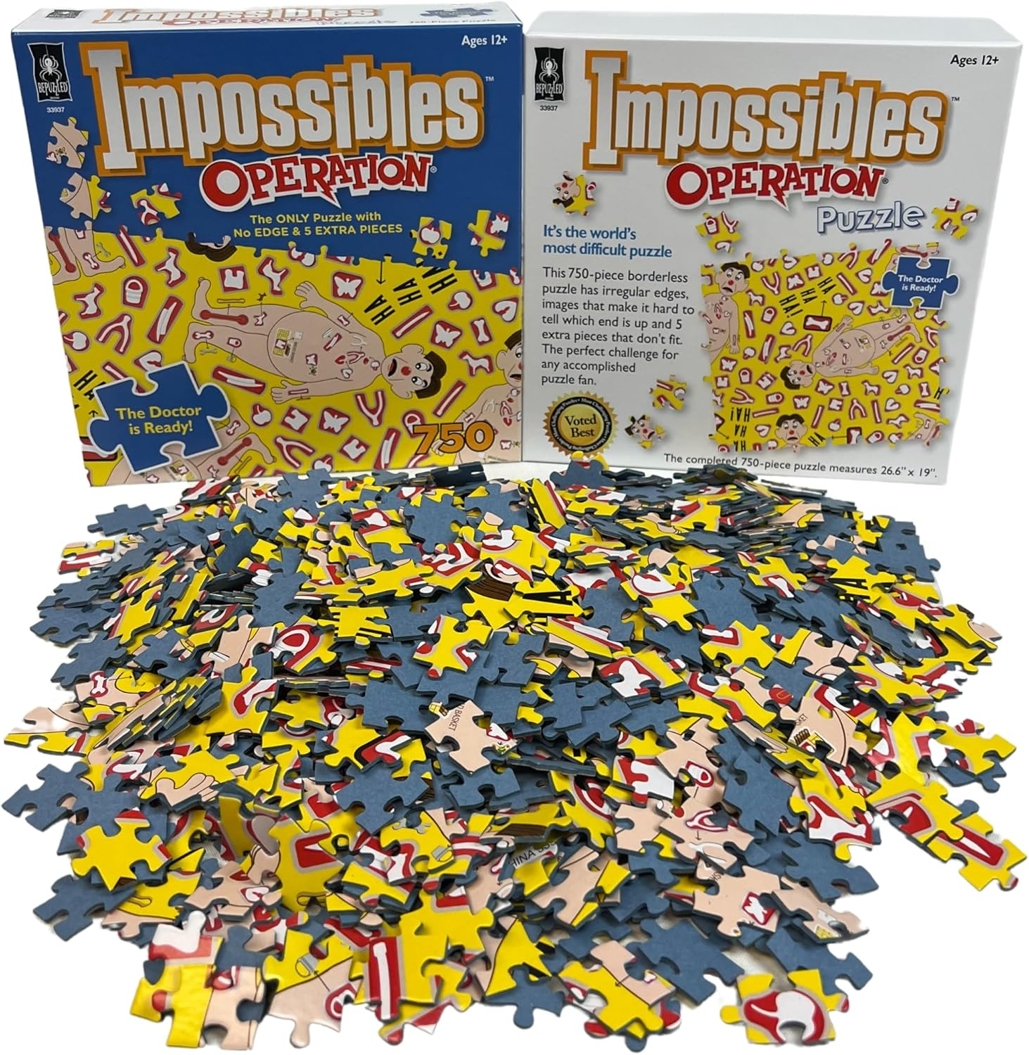 Bepuzzled Hasbro Impossibles 750-Piece Puzzle Featuring Operation Game Imagery &ndash; Challenging Borderless Puzzle for Advanced Puzzlers, Ages 15 and Up image number 1