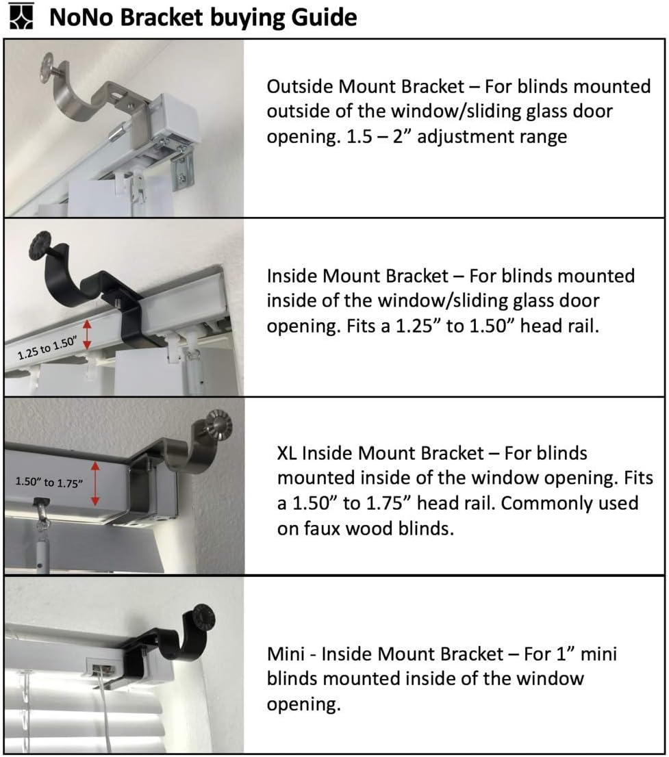 NONO Bracket - outside Mounted Blinds Curtain Rod Bracket Attachment (Set of 3) (Brown) image number 3