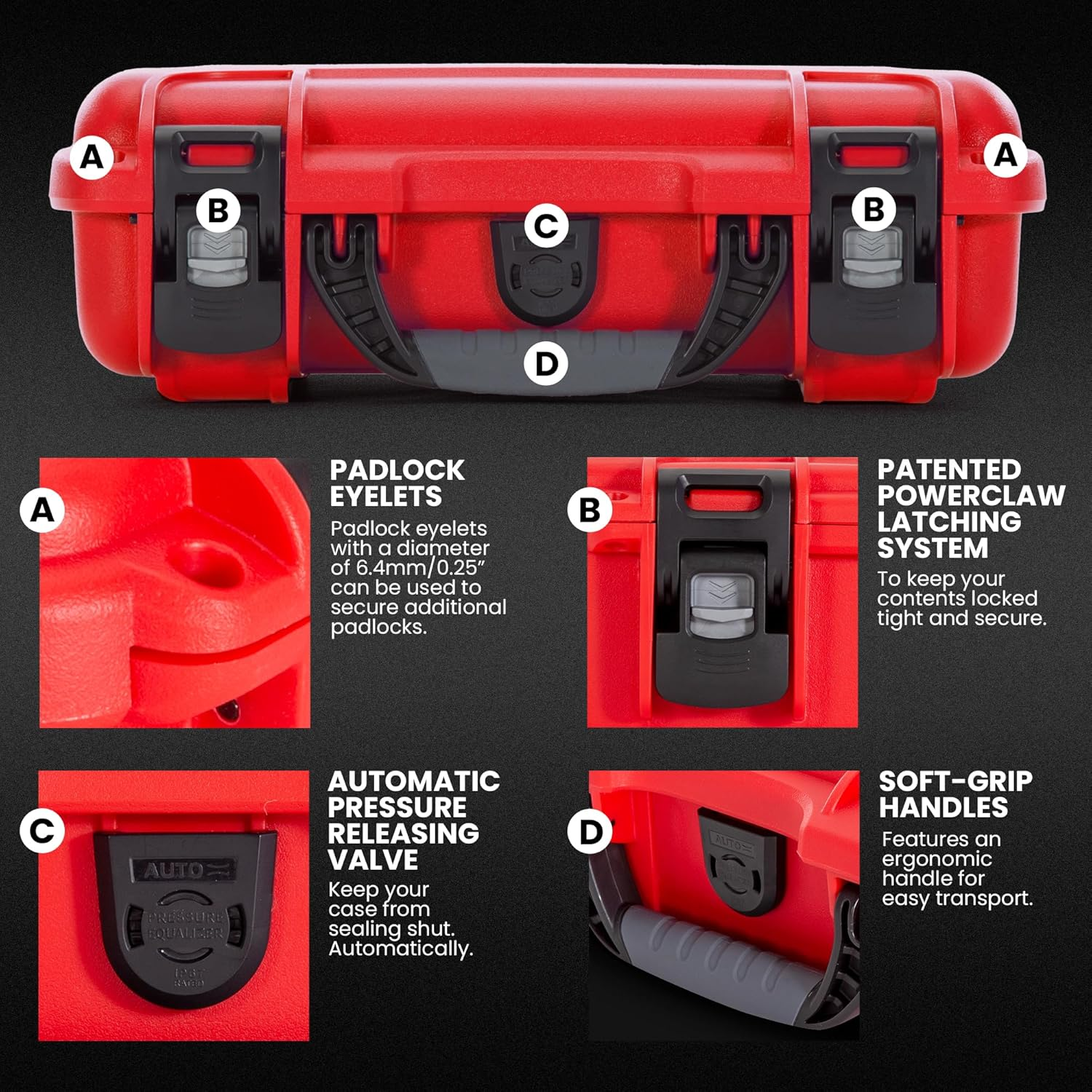 NANUK 910 Waterproof First Aid Box Empty &ndash; Durable, Medical First Aid Organizer Case, Ip67-Rated, Dustproof, Impact-Resistant, and Floats (7.4" X 4.9" X 3.1") &ndash; Red