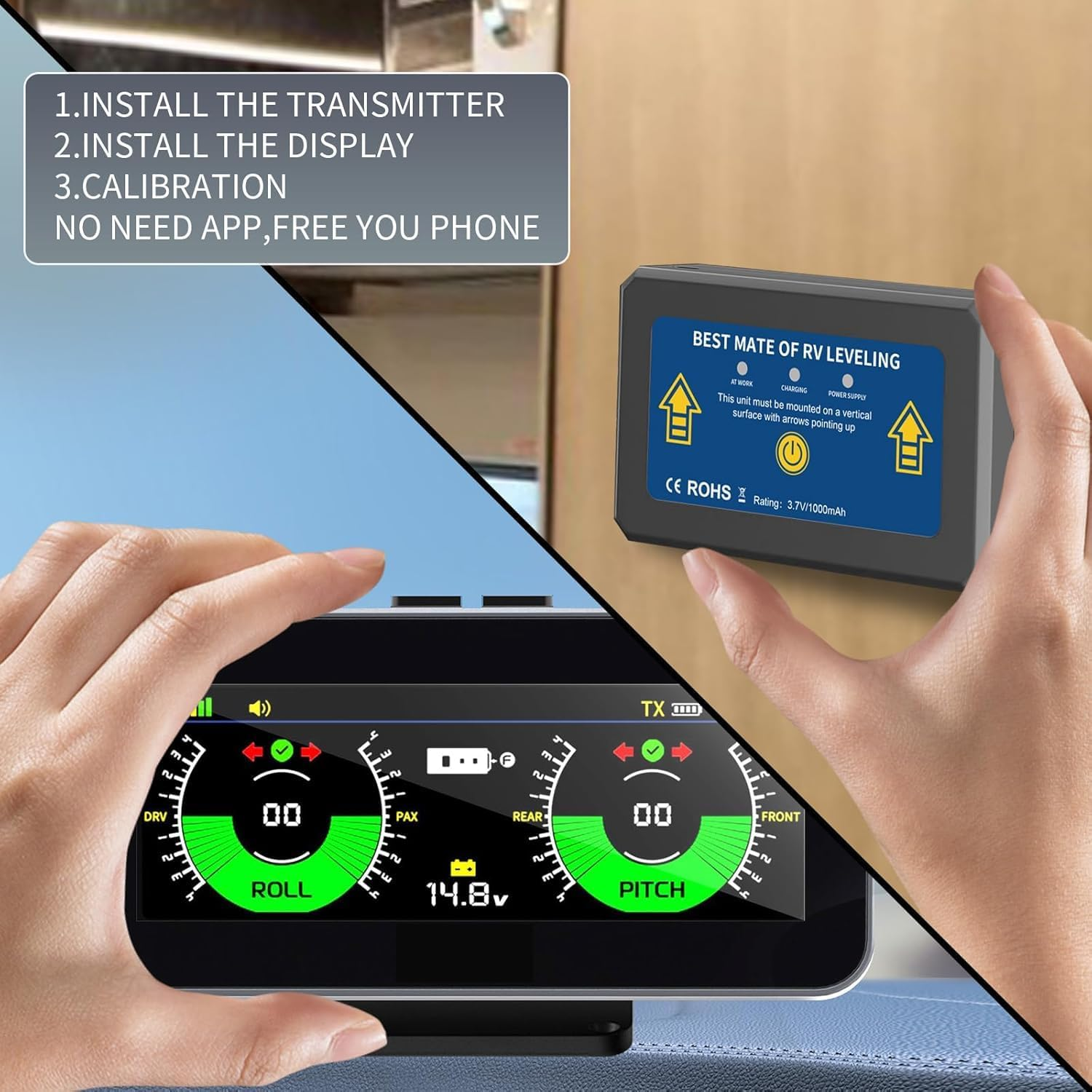 B-Qtech RV Leveling System, Camper Must Haves Smart Wireless Leveler for Travel Trailer Level Accessories, Easy Setup and App-Free, No Phone Required