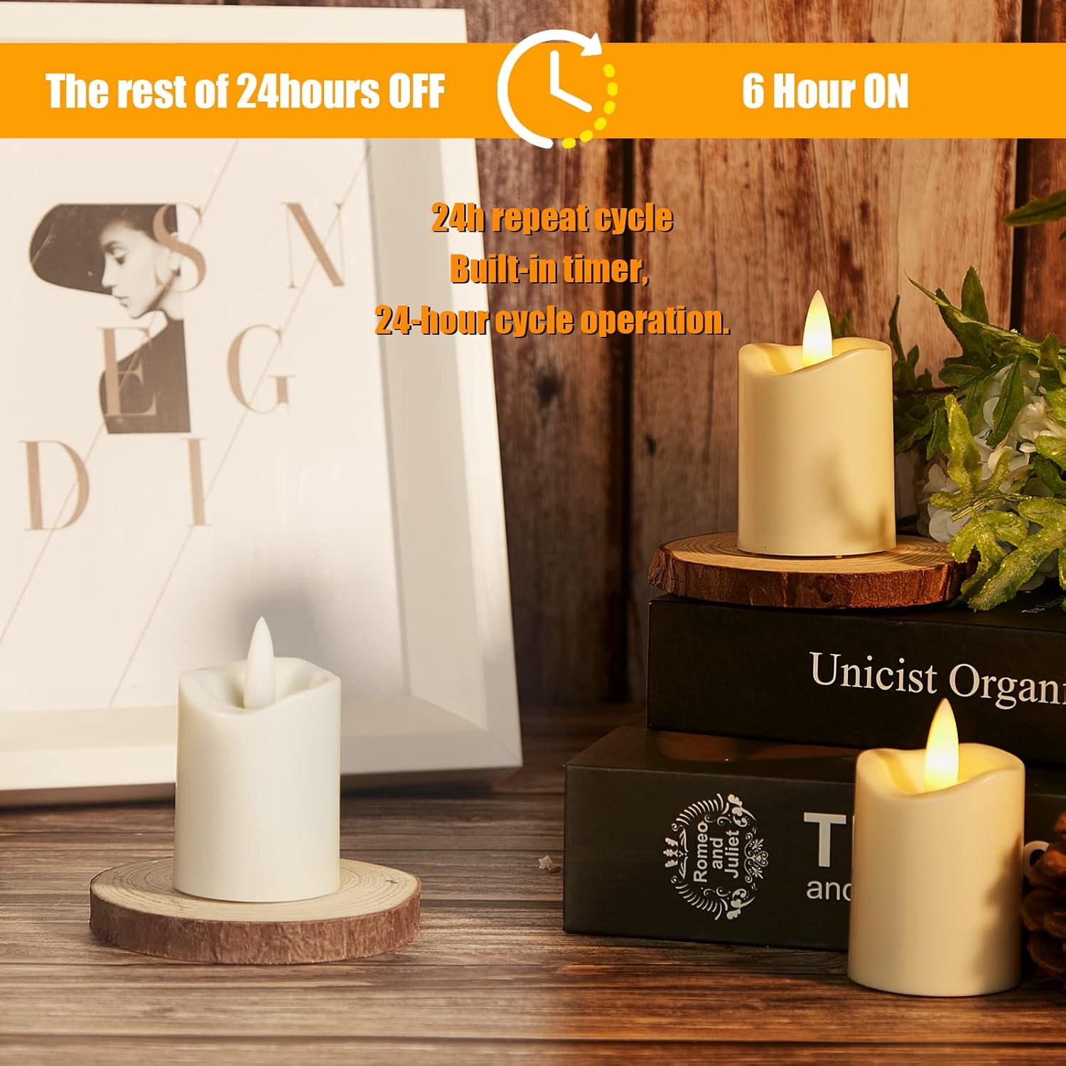 IMAGE Votive LED Candles with Timer, 12 Pcs Flameless Flickering Ivory Candles for Wedding, Halloween, Christmas Decor, Party and Home Decoration (Ivory White) image number 6
