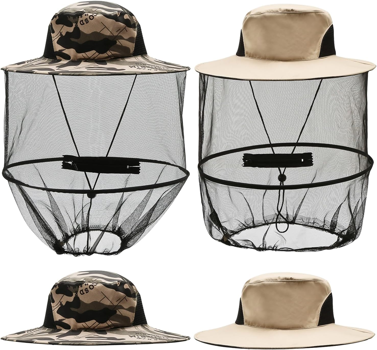 T Tersely 2 Pack Mosquito Head Net Hat,Breathable Outdoor Sun Hat Bucket Hat with Hidden Net Mesh Mask,360-Degree Protection Bug Net Cap image number 6