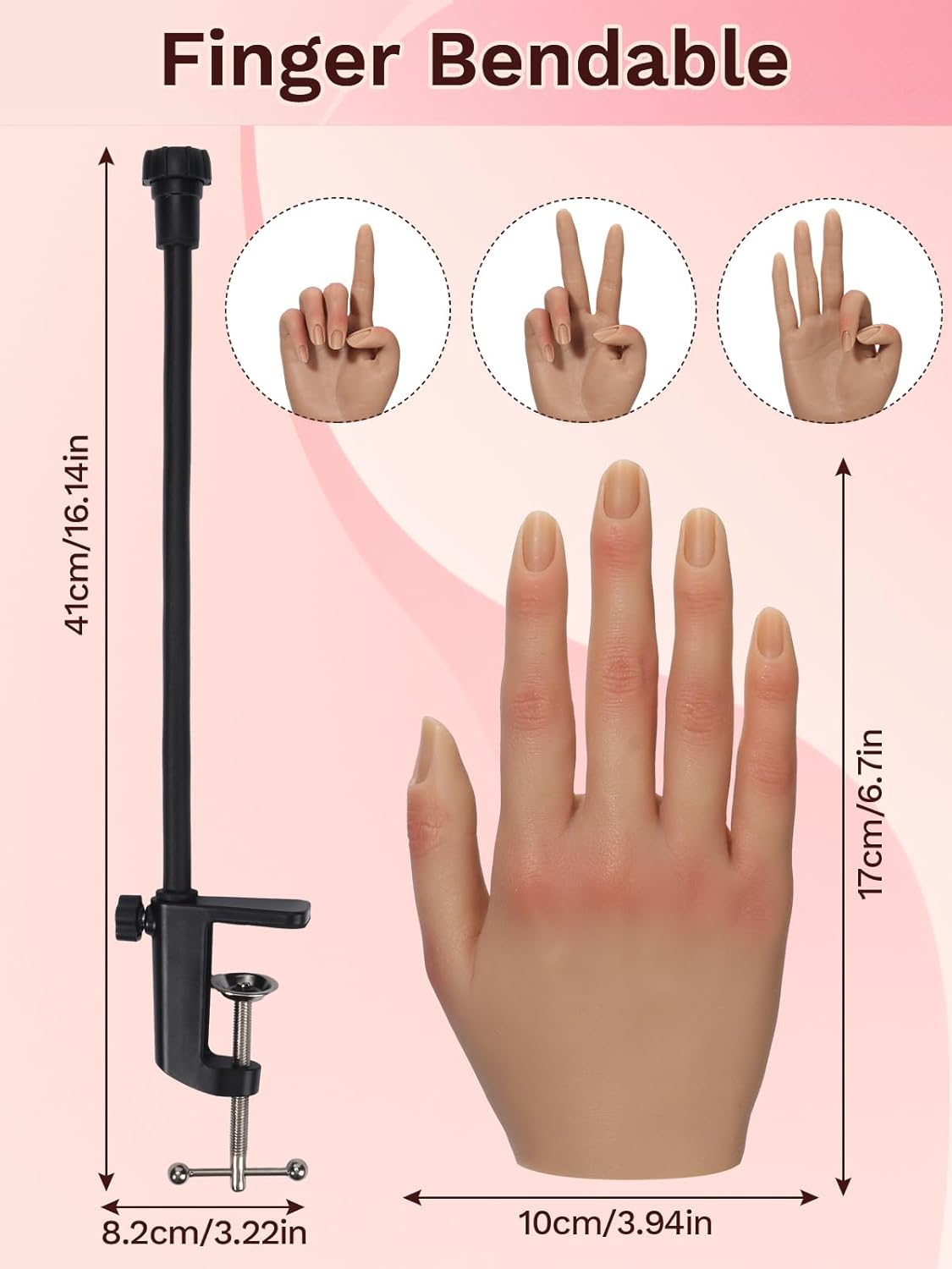 Silicone Practice Hand for Acrylic Nails: Fake Nail Practice Hand - Flexible Nail Training Hand - Nail Hand Practice Model for DIY Nail Art image number 6