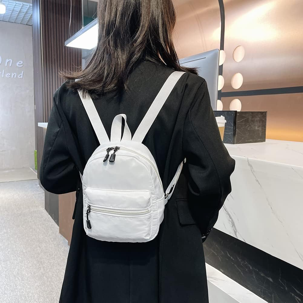 Casual Nylon Women Mini Backpack Fashion Solid Color Preppy Style Female Small Travel Knapsack Rucksacks image number 2