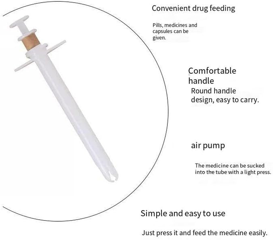 Dog Pill Shooter, Pet Auxiliary Feeding Tool, Cat Pill Gun, Animal Feeding Pill Dispenser, Protect Fingers, Suitable for Large Pill (White, One Size) image number 1