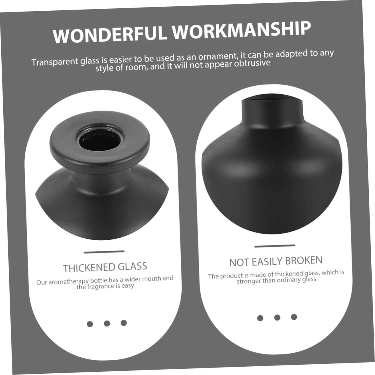Yardenfun Aroma Glass Bottles Set 2Pcs 100Ml Black Frosted Refillable Essential Oil Diffuser Containers for Home Aromatherapy Room Fragrance Decor