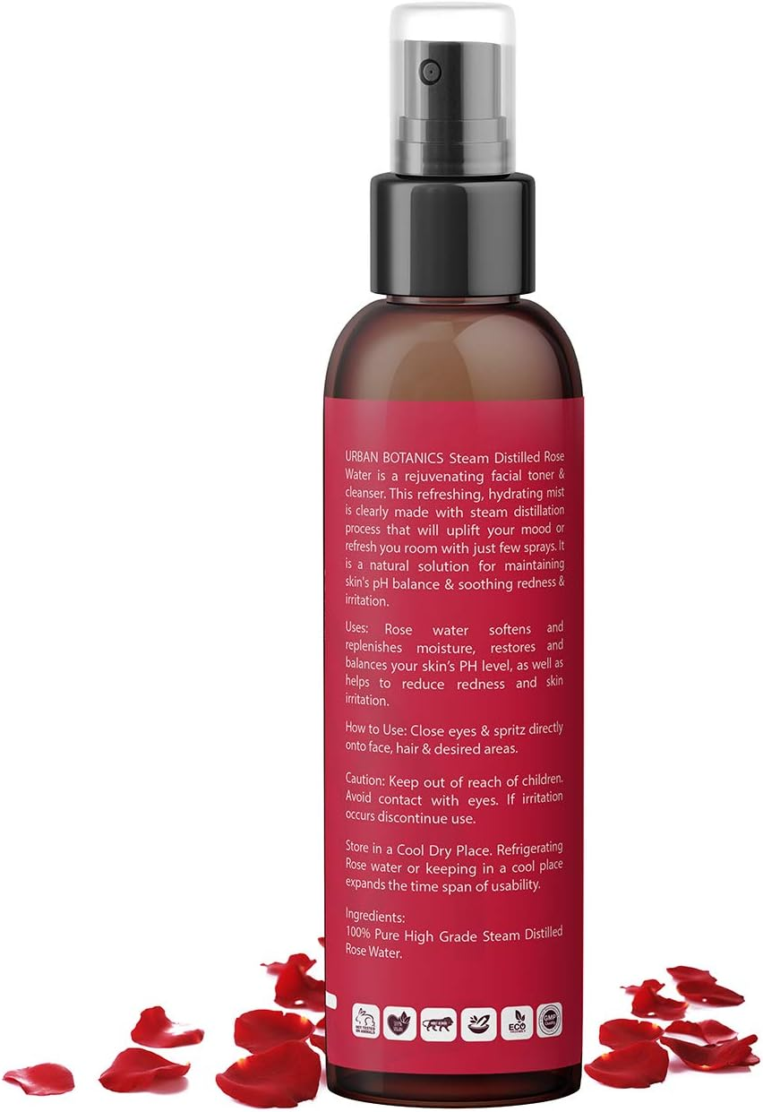 Urbanbotanics&reg; Pure & Natural Rose Water/Skin Toner - 200Ml - Steam Distilled - Gulab Jal - Organic - Chemical Free image number 3