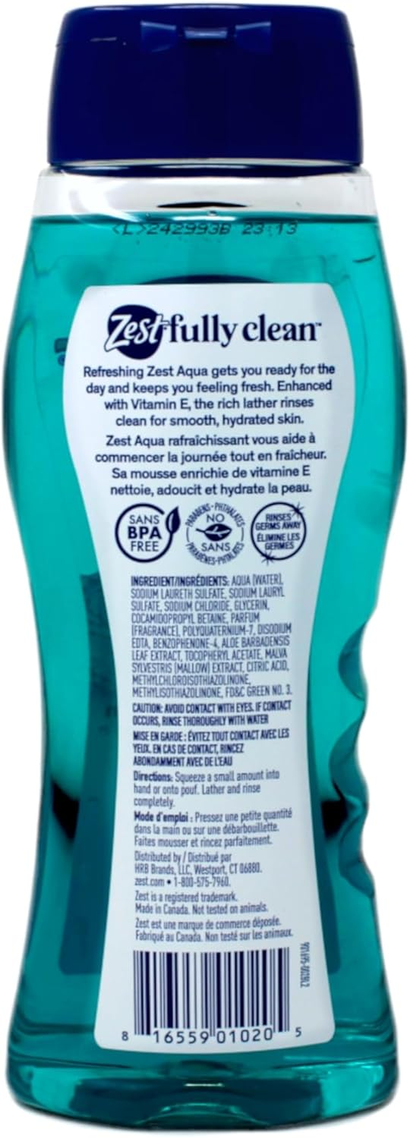 Zest Body Wash Aqua