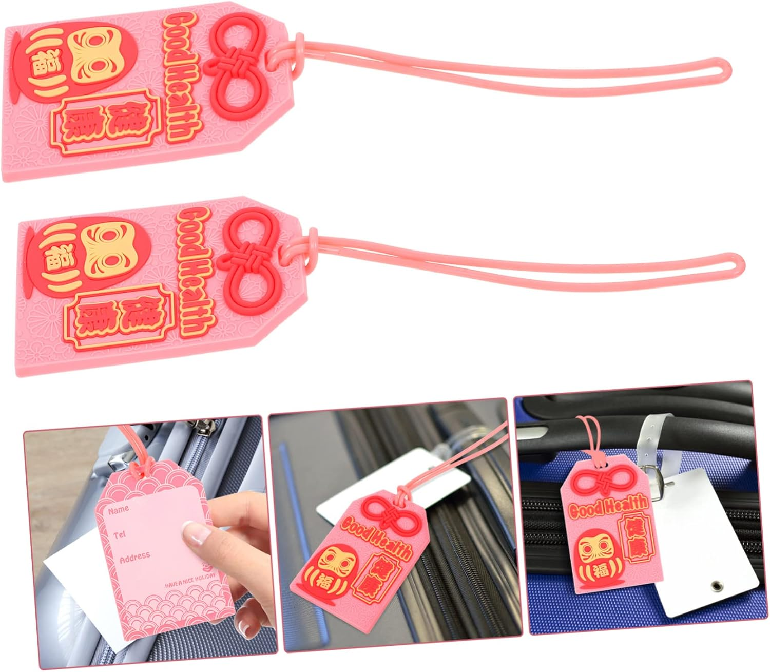 VALICLUD 6Pcs Silicone Luggage Tags Portable Baggage Tag Labels Travelling Suitcase Name for Luggage Checked and Boarding image number 2