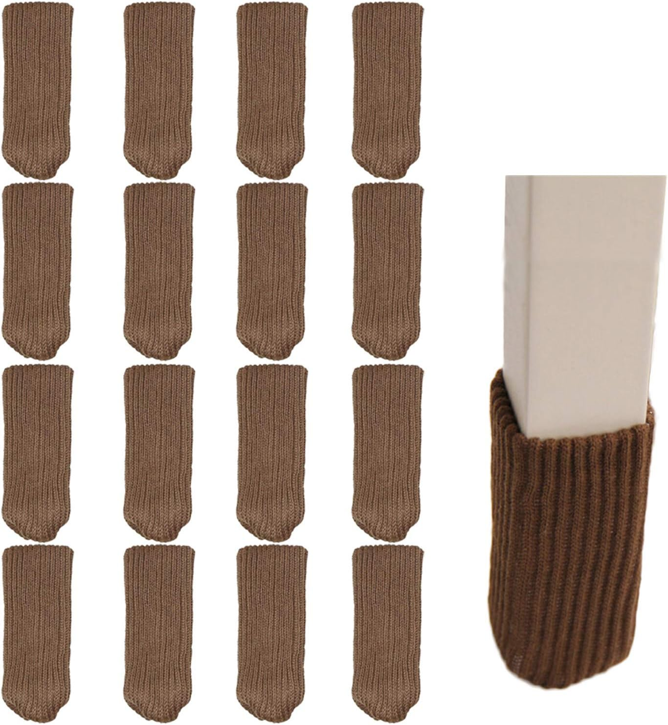 Aoozleny 16Pcs Furniture Leg Socks, Protectors Knitted Chair Leg Cover Moving Easily and Reduce Noise Wood Floor Protectors (Browna) image number 5