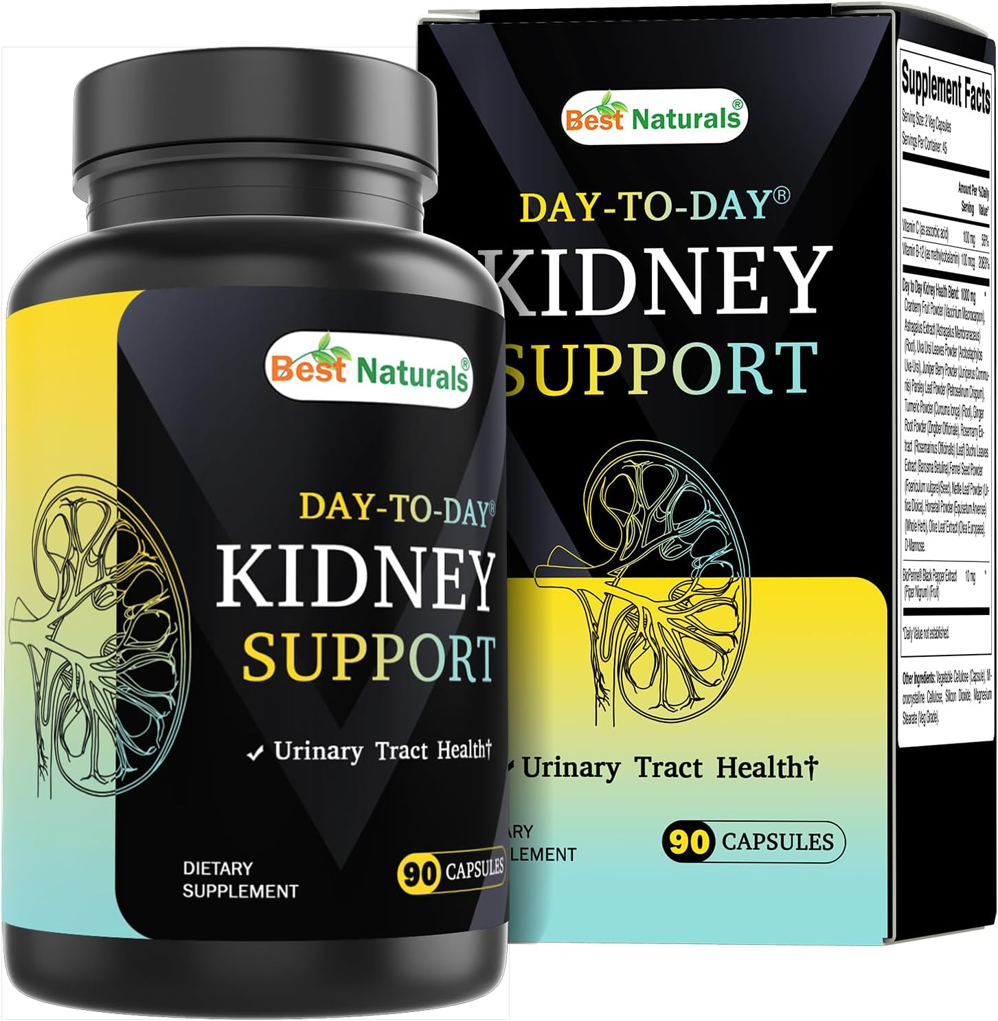 Best Naturals Day-To-Day Kidney Support with Cranberry Fruit, Vitamin C, B12, D-Mannose, Uva Ursi, Juniper Berry, Parsley Leaf 90 Veg Capsules image number 4