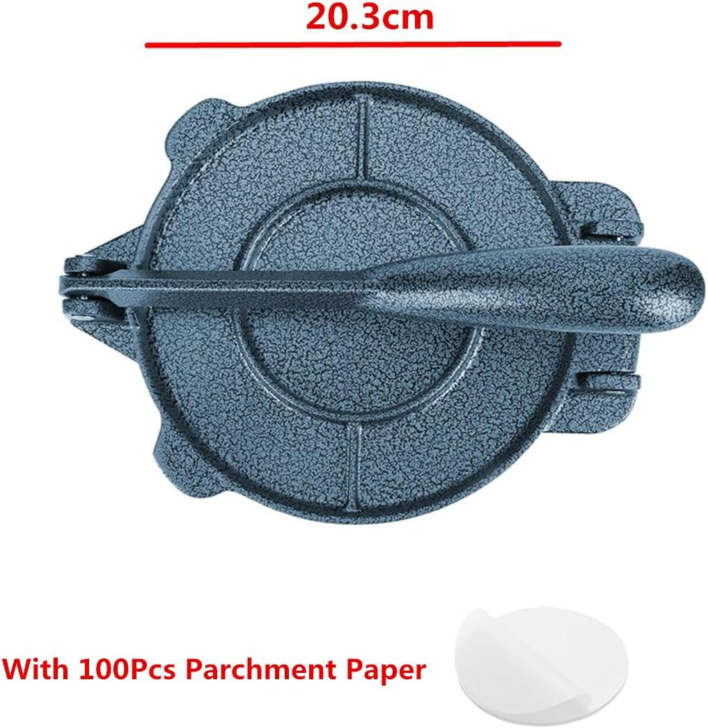 Kitment Cast Iron Tortilla Press, 8 Inch Tortilla Maker, Heavy Gauge Flour Corn Press Rotis Press, Dough Press with 100Pcs Parchment Paper image number 1