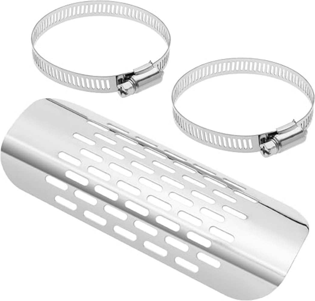 Universal Motorcycle Exhaust Heat Shield Chrome Plated Iron Exhaust Heat Insulation Shield Muffler Guard with 2 Adjustable Mounting Clamps Compatible with Suzuki Compatible With image number 2
