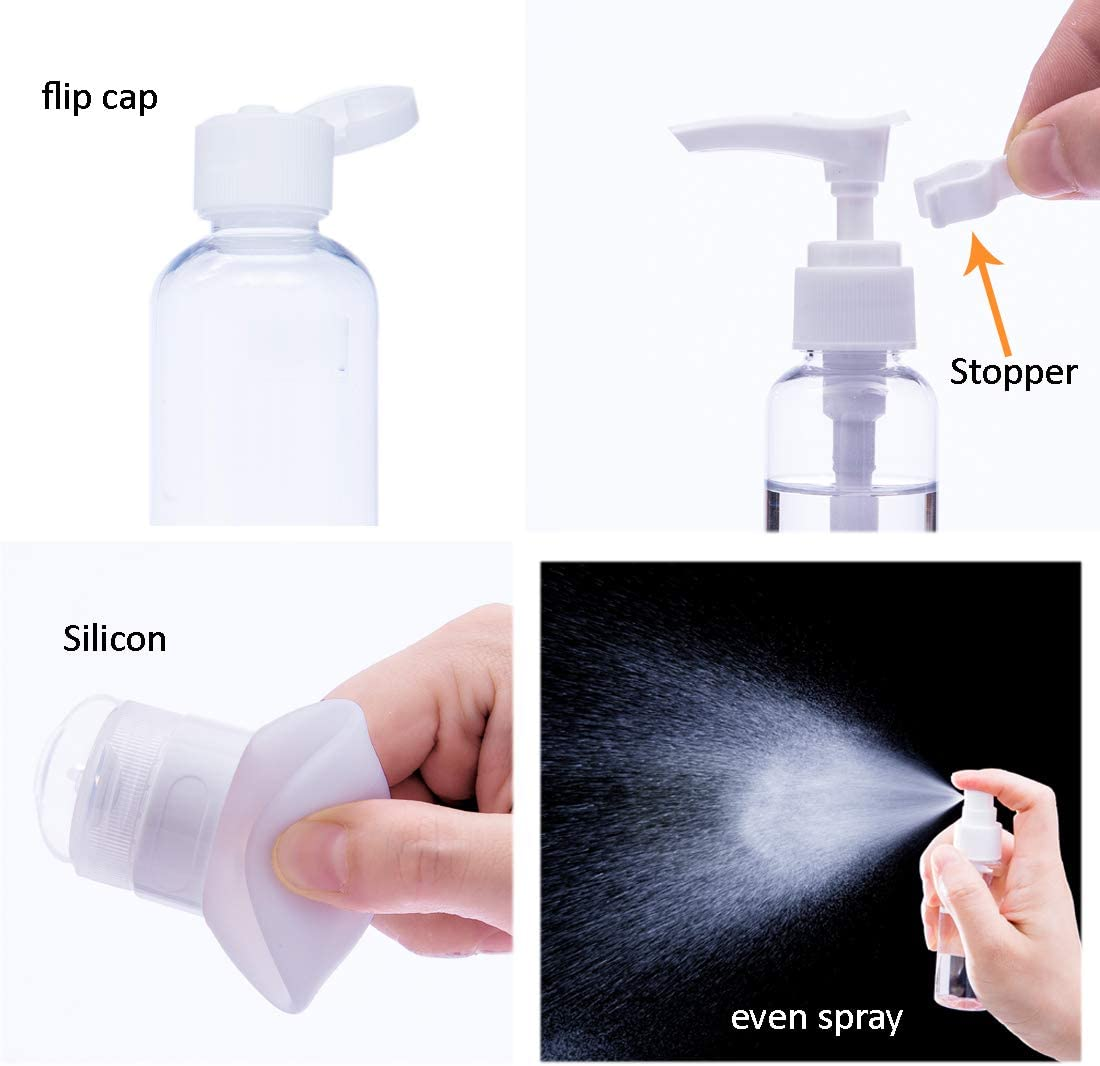 Travel Bottles WAYSEASY Leak-Proof Refillable Toiletry Bottle and Containers with Clear TSA Toiletry Bag Durable image number 6