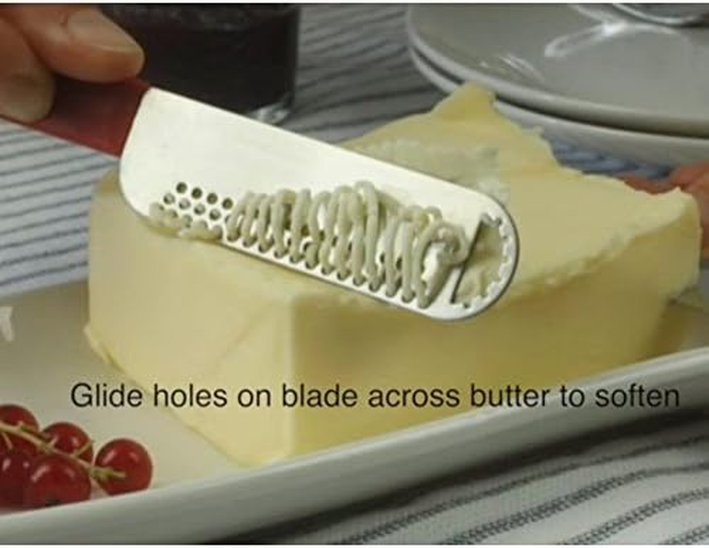 Microplane Butter Blade Knife - Versatile Butter Spreader with Precision Blade for Effortless Spreading, Clean Slicing, and Decorative Butter Curls, Ergonomic Handle for Comfortable Grip - Red image number 3