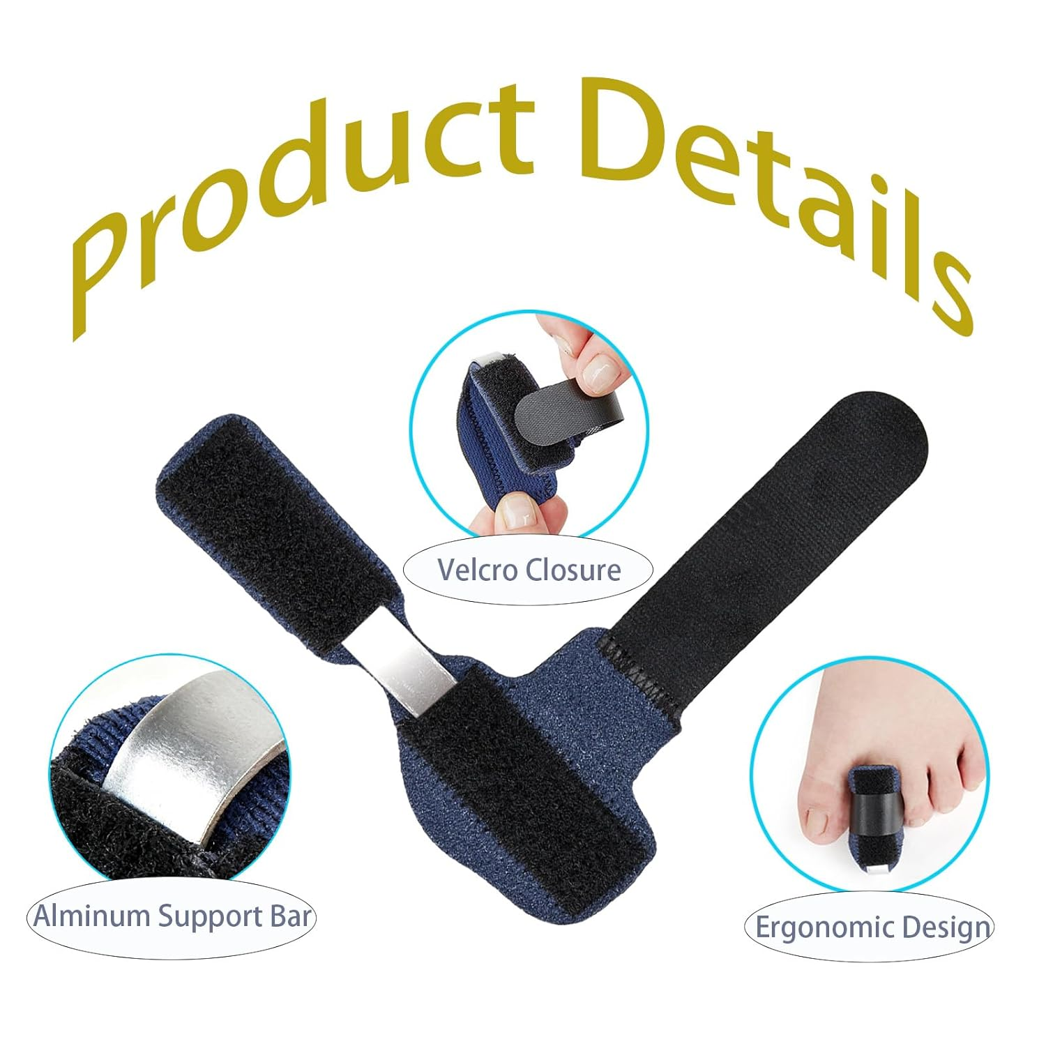 4Pcs Toe Splint Stabilizer, Toe Separators Toe Protector, Supports Adult and Child Skin-Friendly Breathable Splints ，Suitable for Toe Fracture Fixation, Toe Alignment, Arthritis Pain Relief image number 1