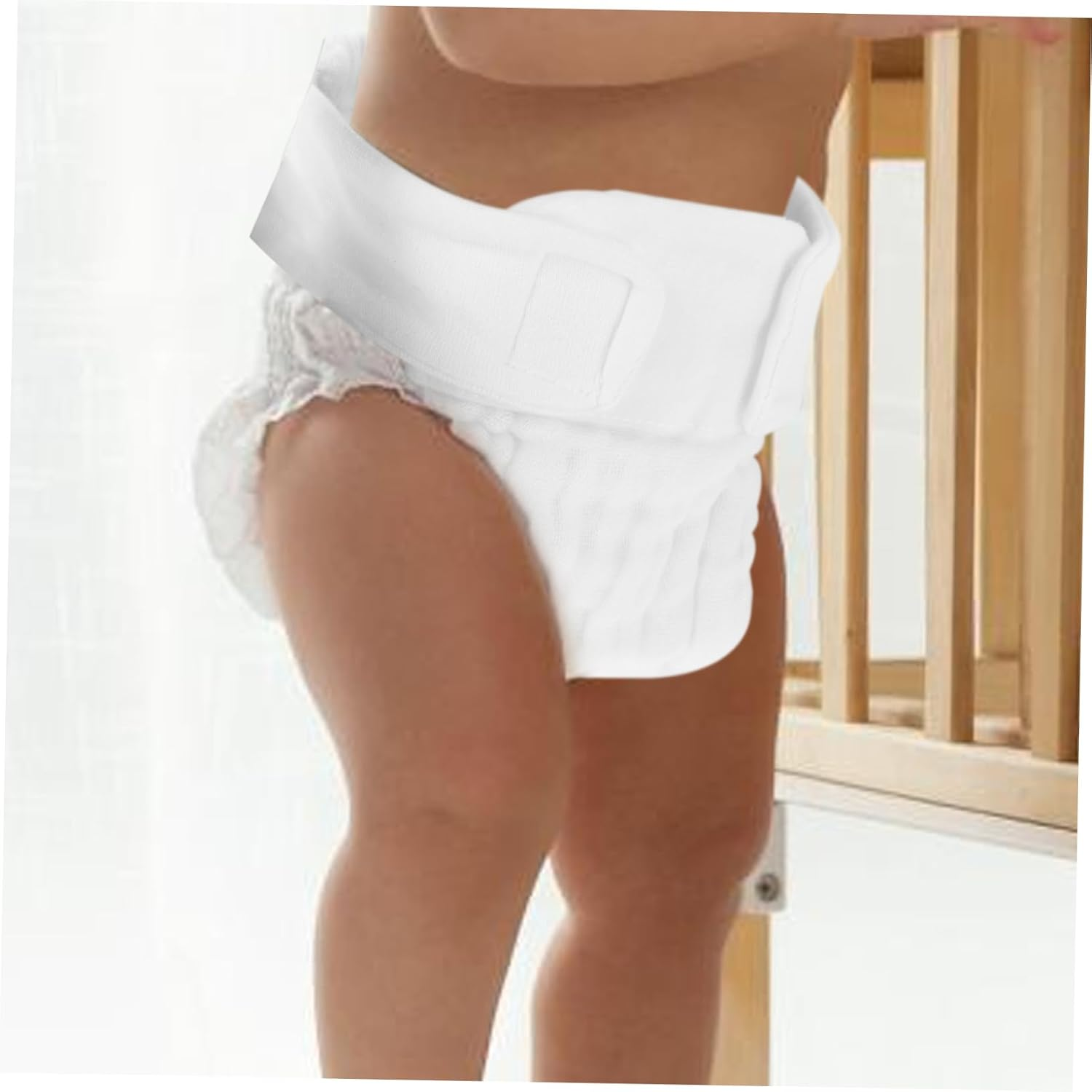 3Pcs Soft Cotton Cloth Diapers for Newborns Reusable Washable Diaper Pants for Boys and Girls High Absorbency Leakproof Design White Cotton image number 1