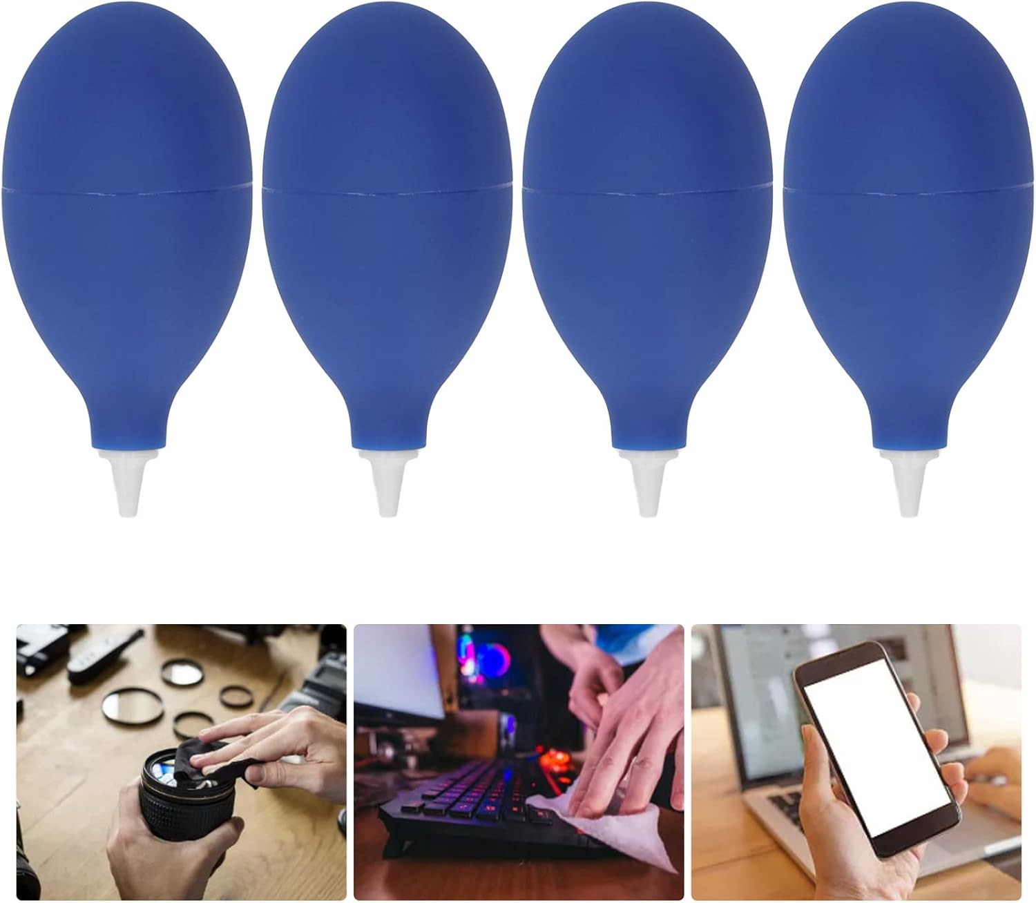 Air Dust Blower Ball, Rubber Pin Valve Blue Dust Blower Ball Small 4Pcs for Camera image number 1