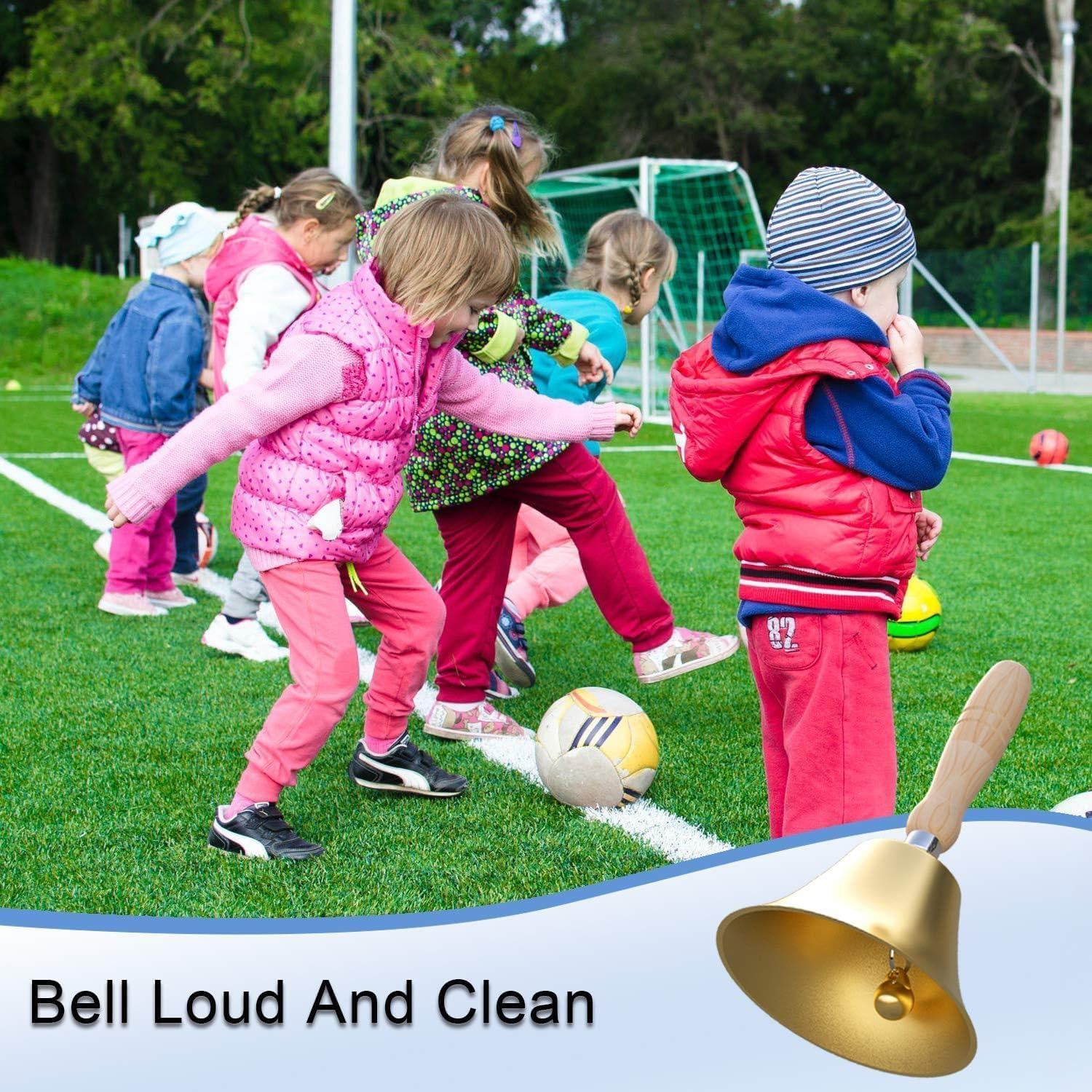 Super Loud Brass Hand Bell with Wooden Handle,Ling-Luo 3.15 Inch Call Bell for Kids and Adults, Perfect for Weddings, Christmas, School, Service, Games, Pet Training, Alarm or Dinner Bell image number 4