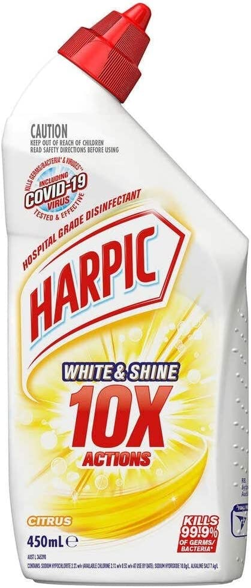 Harpic White and Shine Citrus Ultimate Bleach Power Toilet Cleaner Liquid 450 Ml image number 1