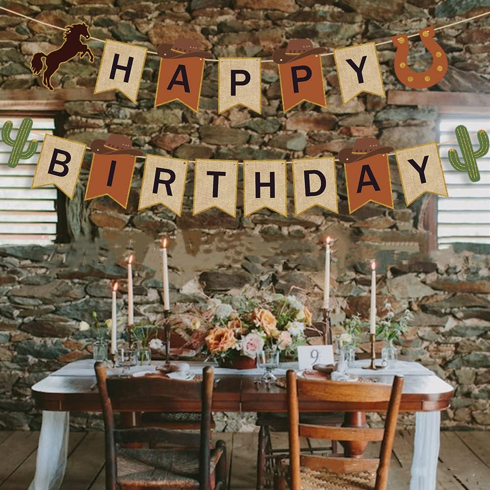 36 Pcs Rodeo Banner Western Cowboy Hanging Swirls Cake Toppers for Birthday Party Supplies image number 5