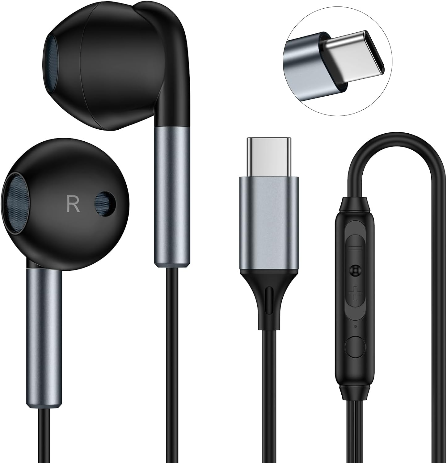 USB C Headphones Wired for Samsung Galaxy Z Fold7 Z Flip7 FE S25 Ultra S25 Edge S25+ S24 FE S23/A26 A36 A56/Pixel 9A 8, Type C Earbuds Hifi Stereo USB C Wired Earphones with Microphone Volume Control image number 2