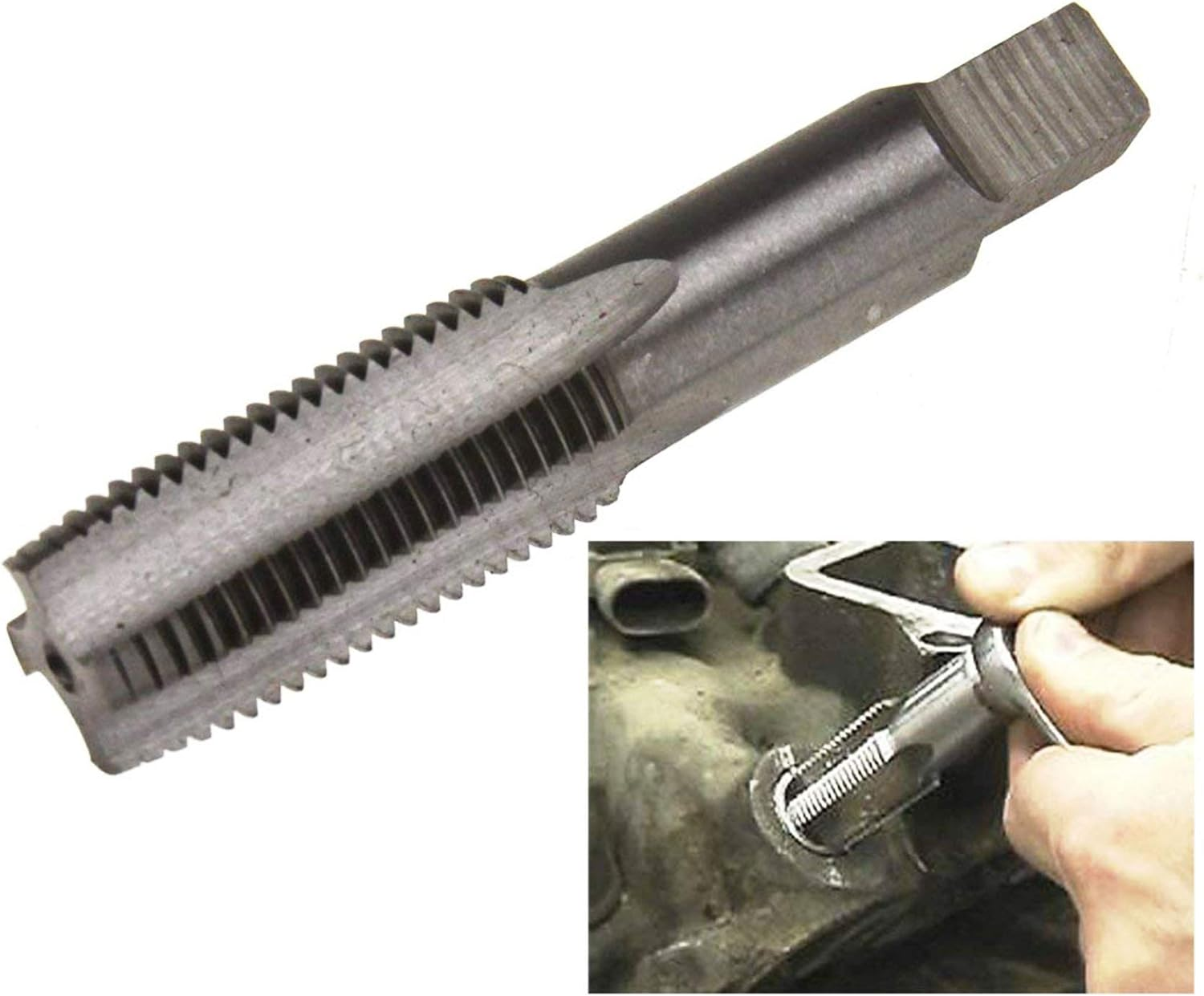 Supercrazy 6Pcs Oil Pan Drain Plug Thread Repair Tool Kit for Car Motorcycles Trucks and Vans M10 M12 M13 M14 M15 M16 M18 SF0087 M15 X 1.5MM image number 3