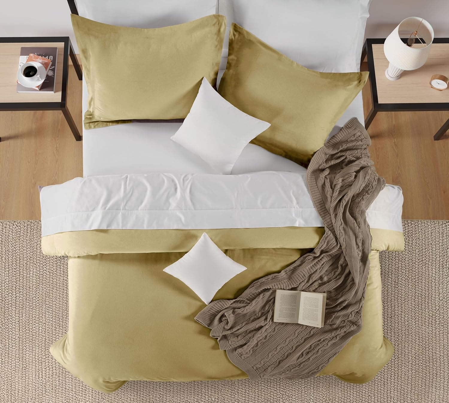 Lane Linen 100% Organic Cotton Duvet Cover 3-Piece Set (1 Duvet Cover, 2 Pillowcases), Cocoon, Queen Quilt Cover